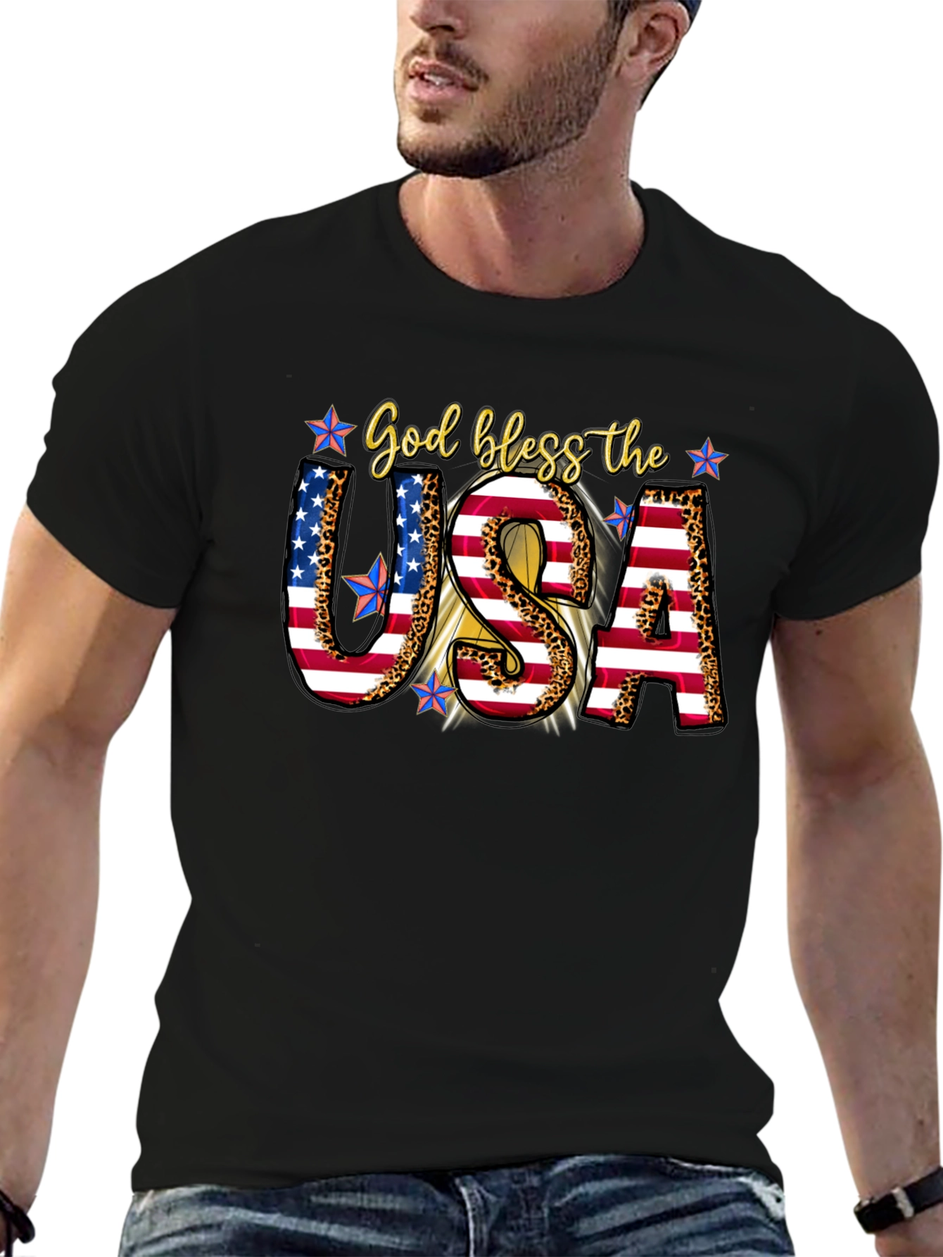Patriotic God Bless the USA Graphic Tee