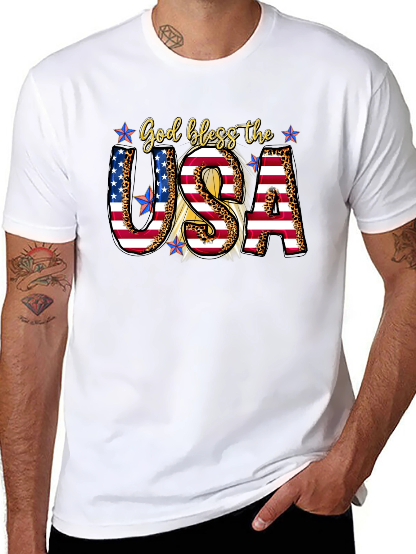 Patriotic God Bless the USA Graphic Tee