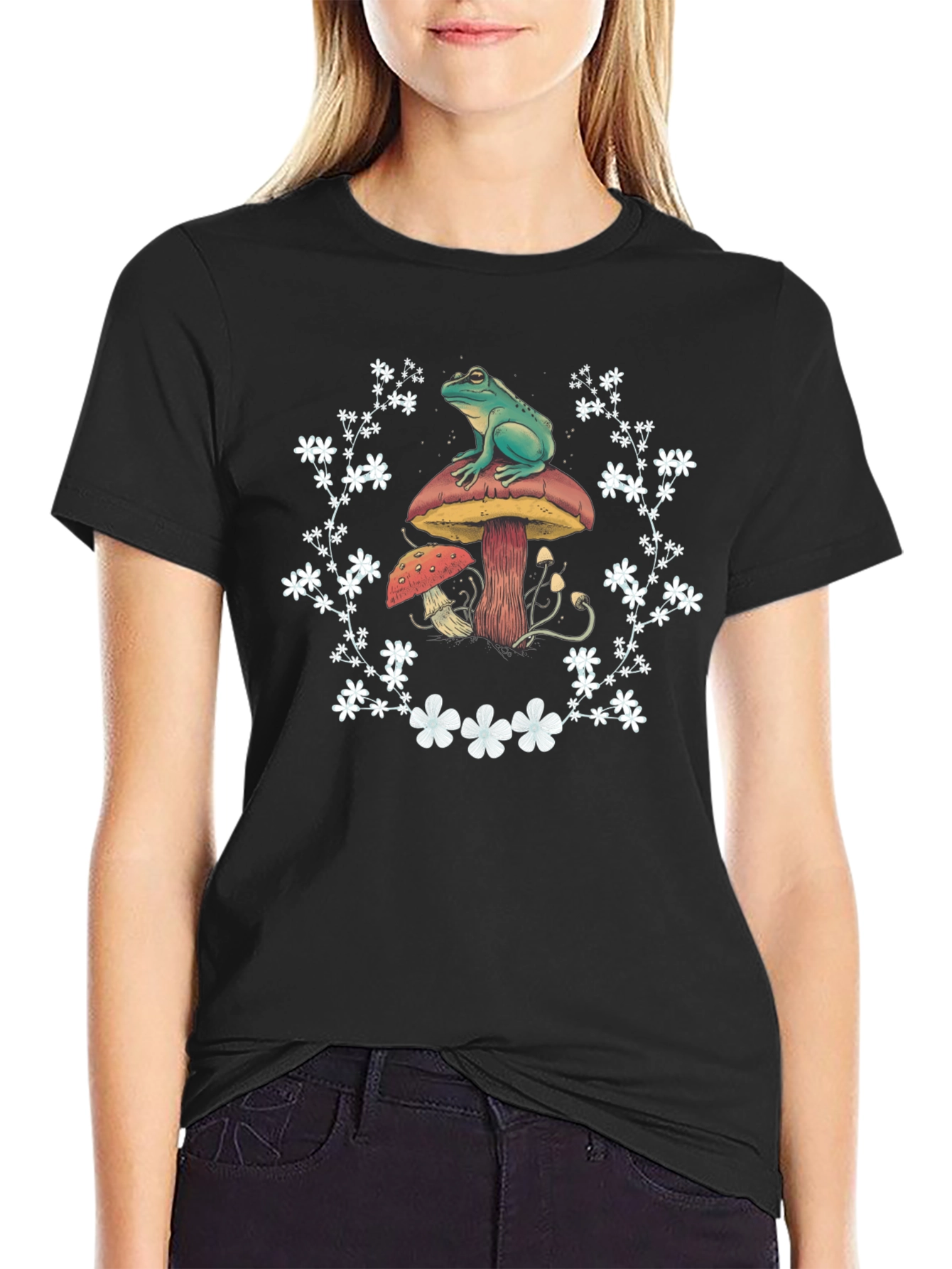Frog and Mushroom T-Shirt - Unique Graphic Tee