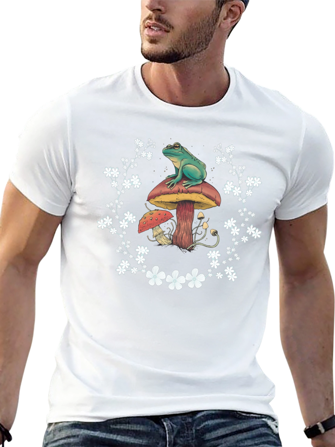 Frog and Mushroom T-Shirt - Unique Graphic Tee