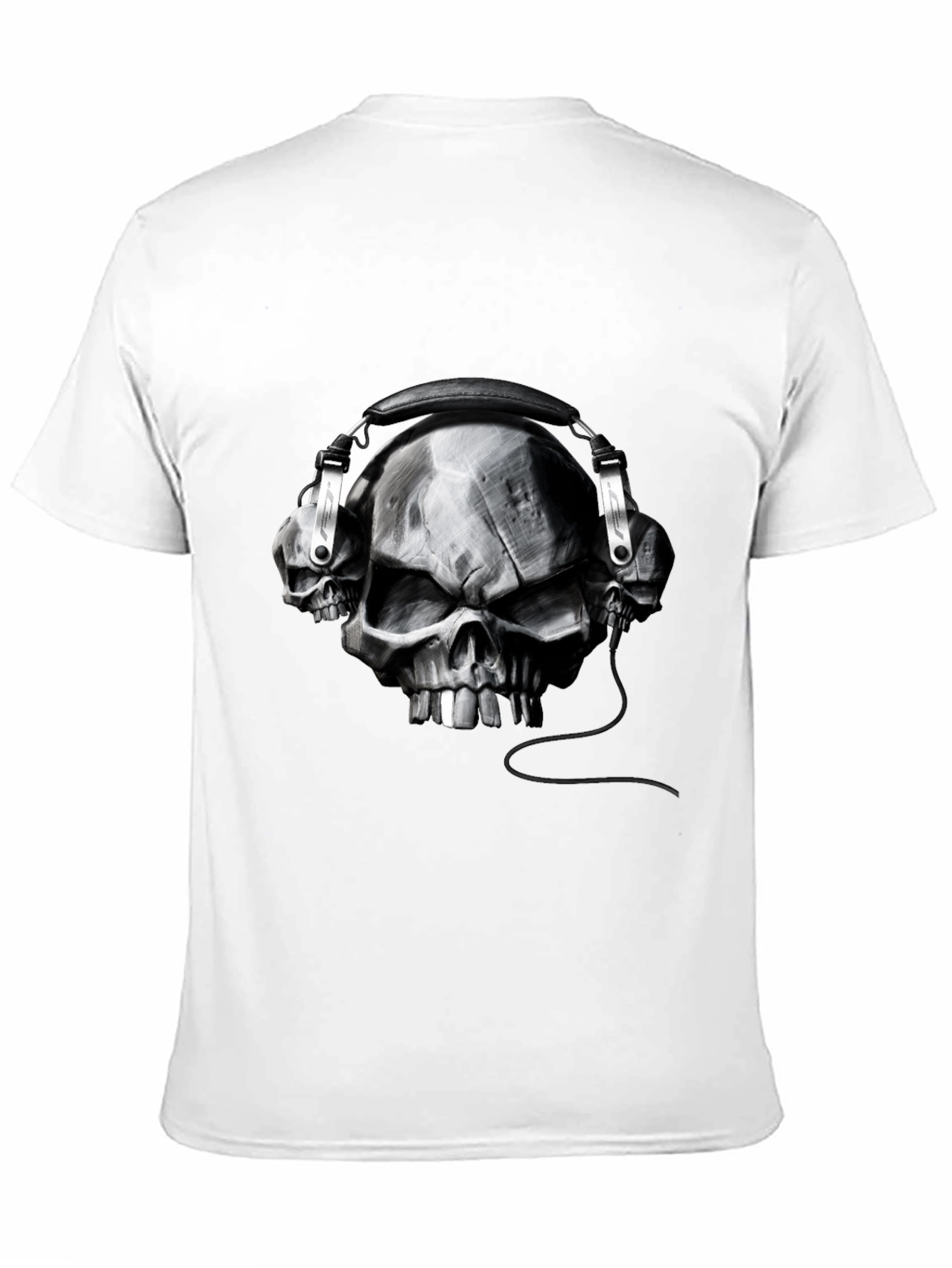 Skull Headphones Graphic Tee - Black Cotton T-Shirt