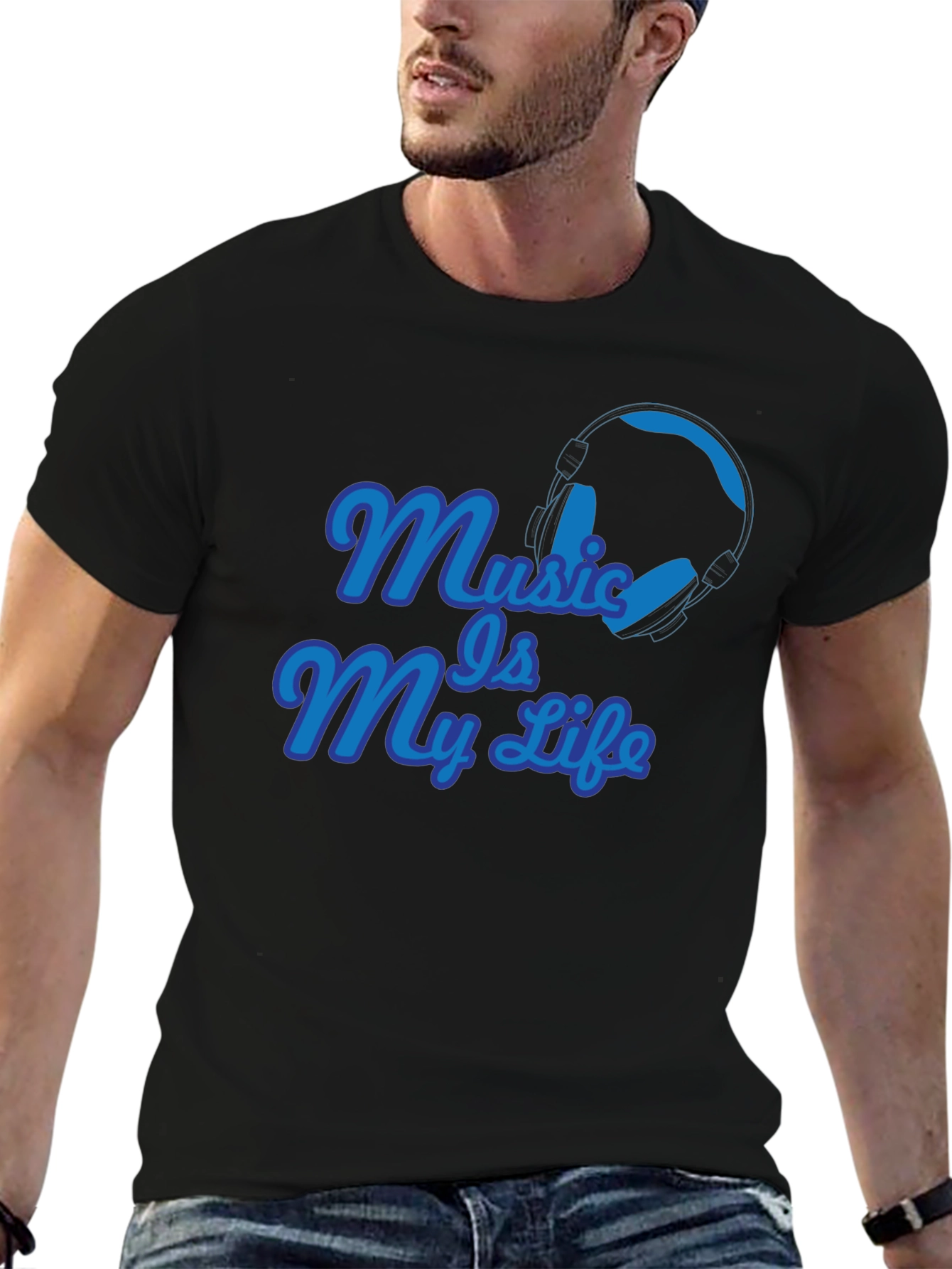 Music Is My Life Graphic T-Shirt - Black