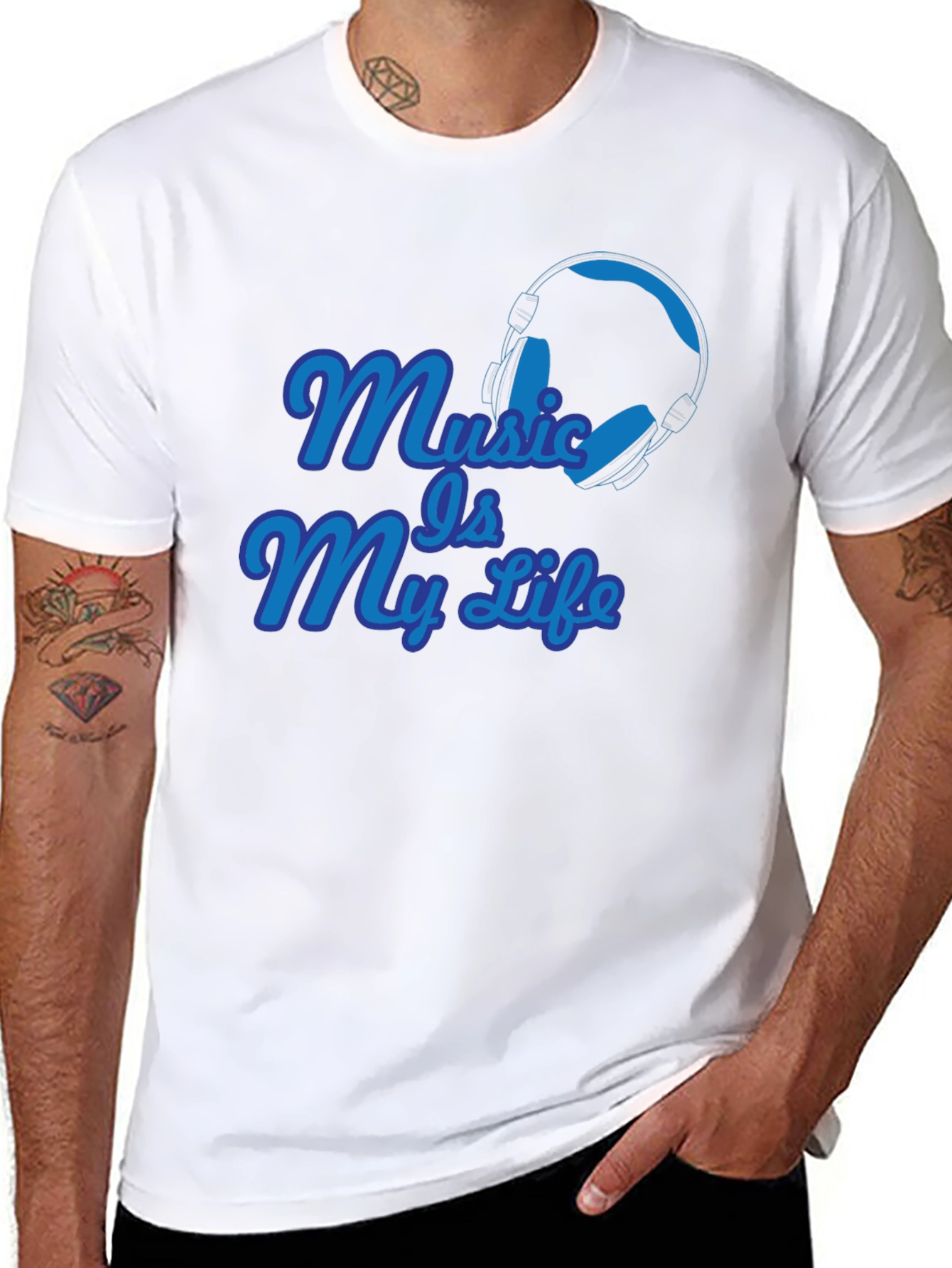 Music Is My Life Graphic T-Shirt - Black