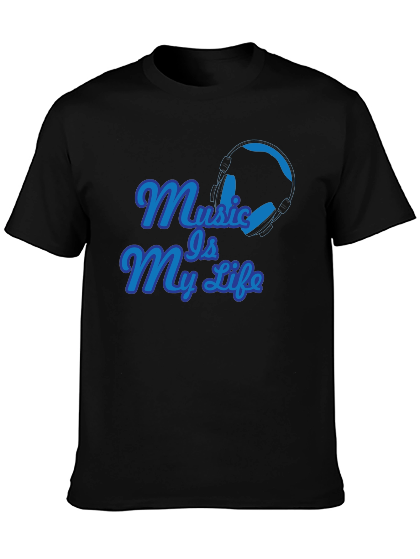 Music Is My Life Graphic T-Shirt - Black