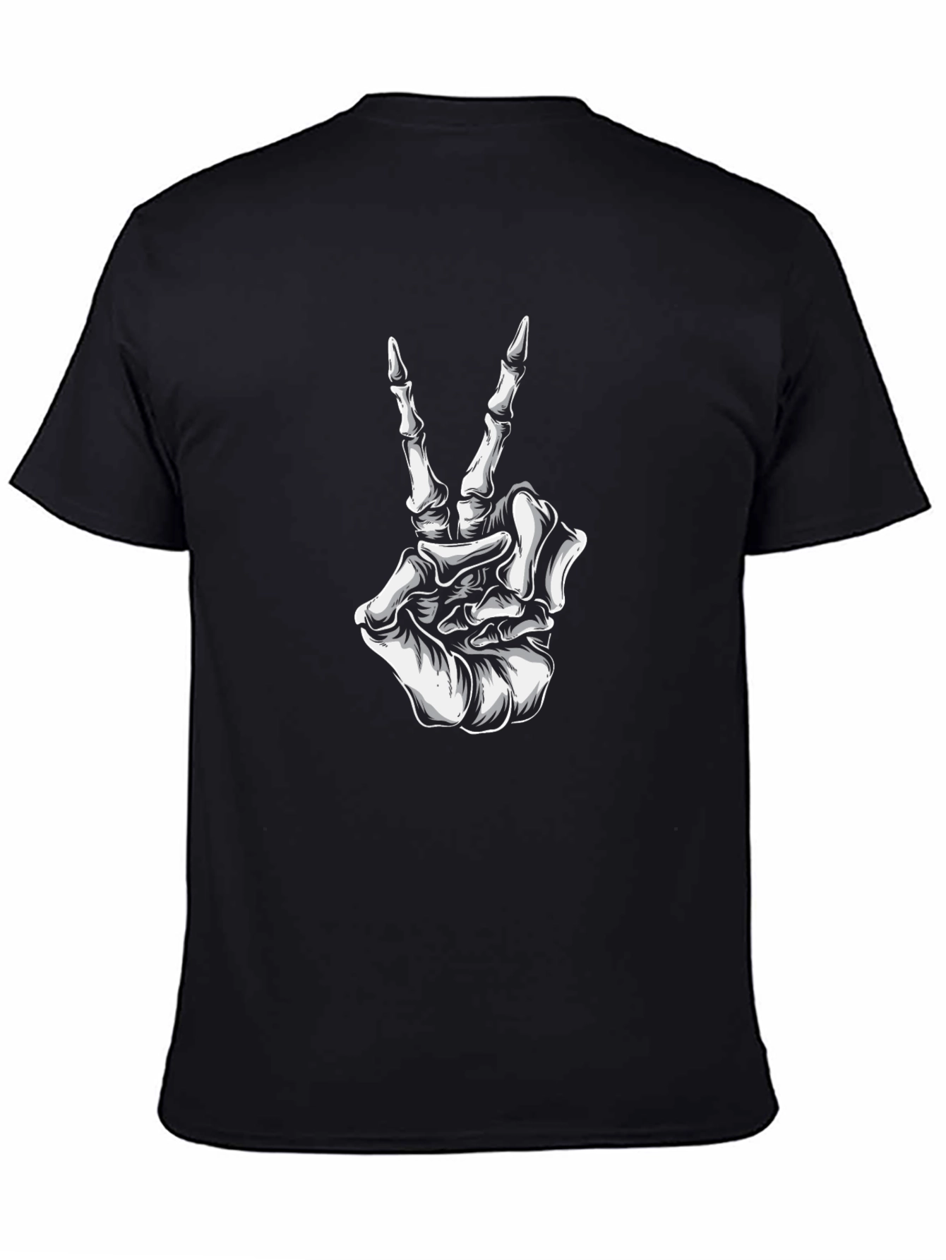 Skeleton Hand Peace Sign Black T-Shirt
