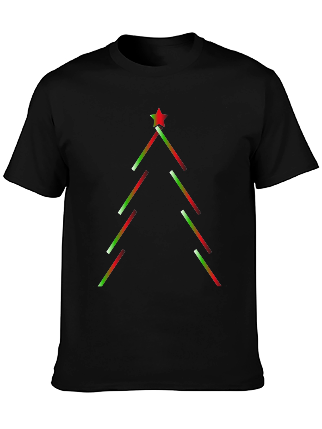 Festive Geometric Christmas Tree Black T-Shirt