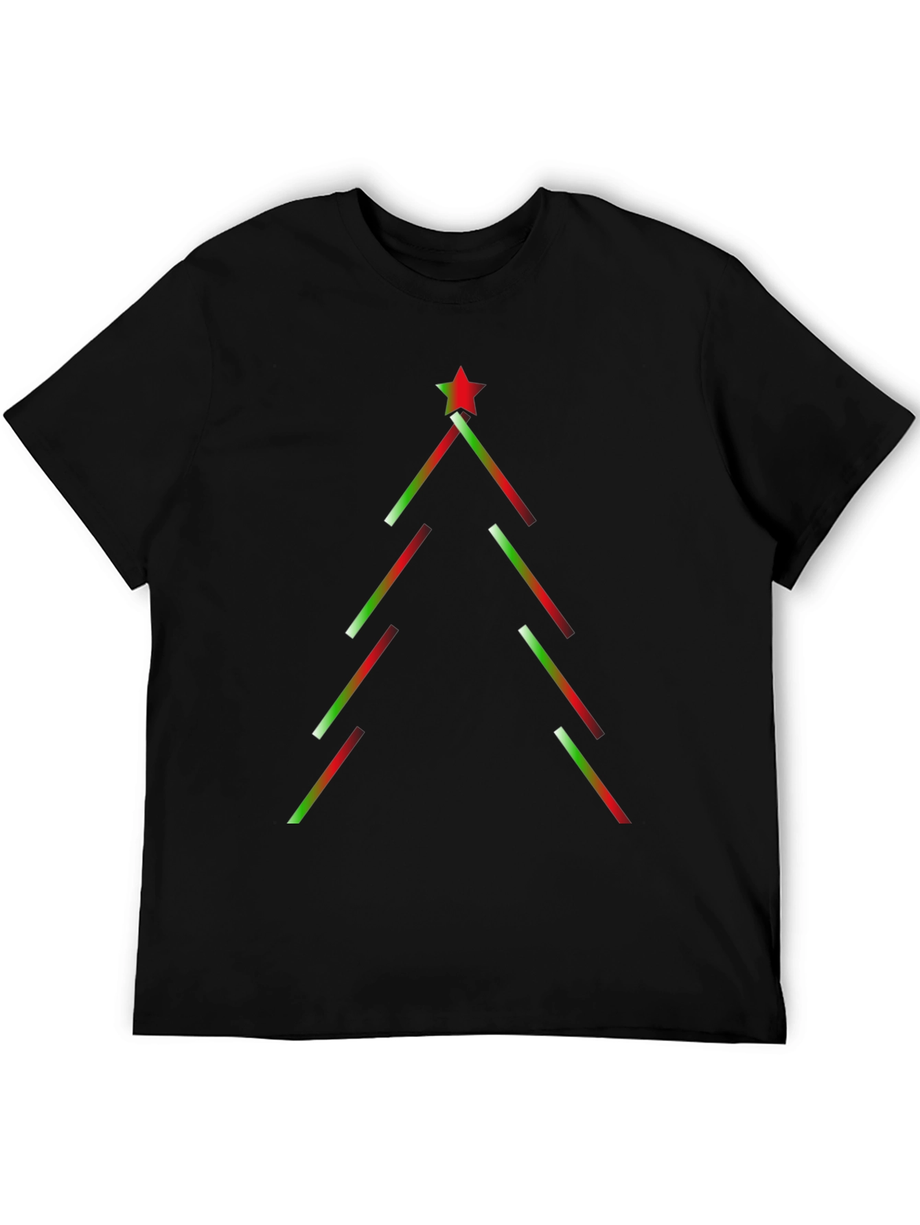 Festive Geometric Christmas Tree Black T-Shirt