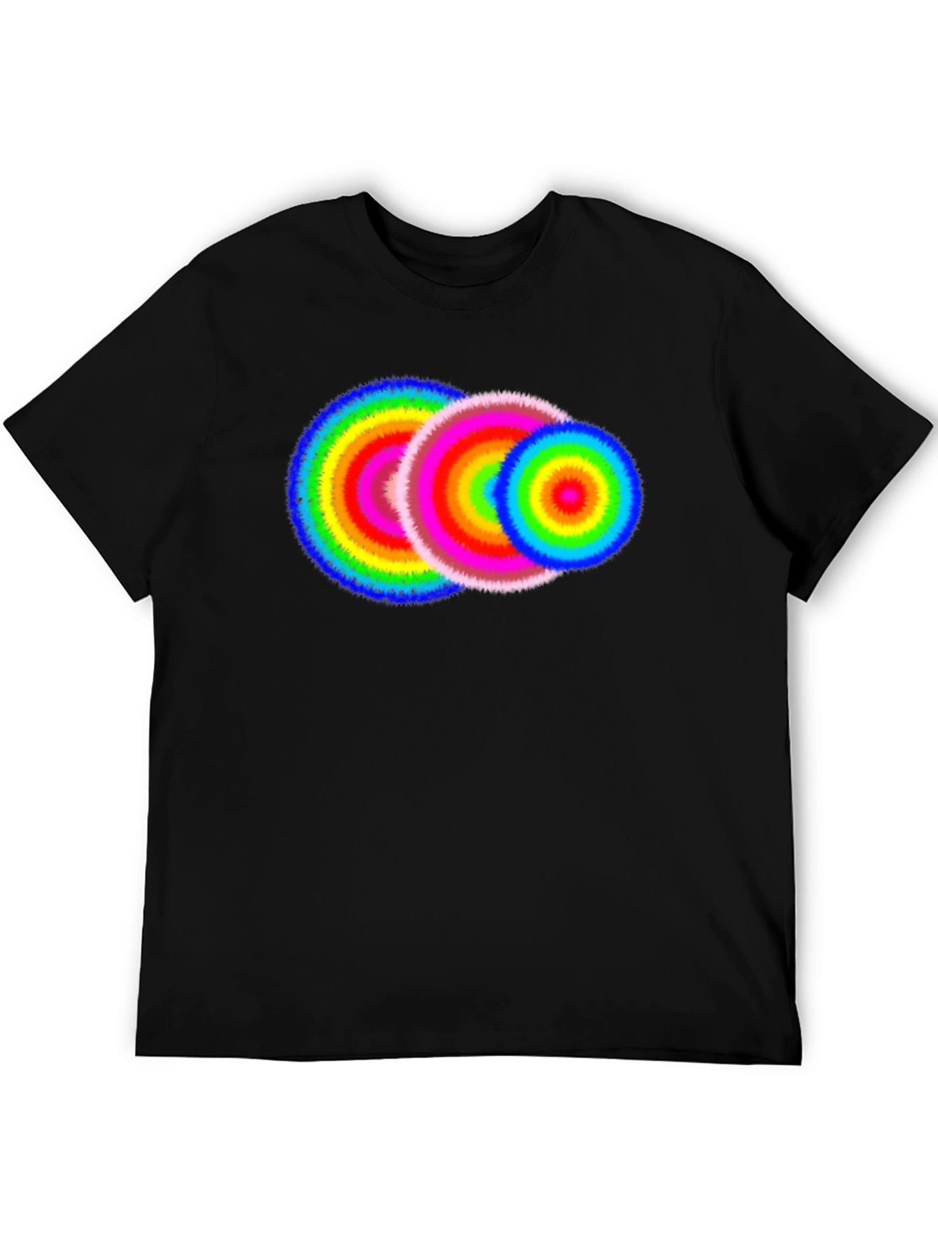 Vibrant Rings Graphic Tee - Black Cotton T-Shirt