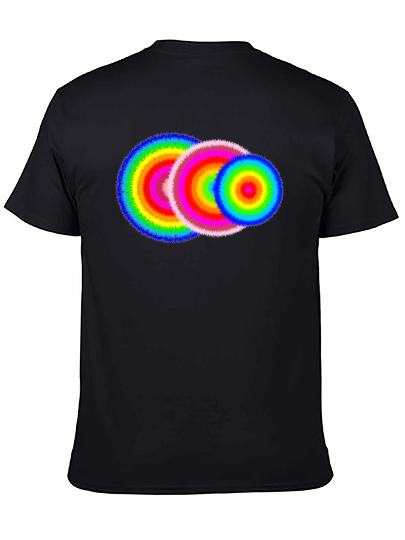 Vibrant Rings Graphic Tee - Black Cotton T-Shirt