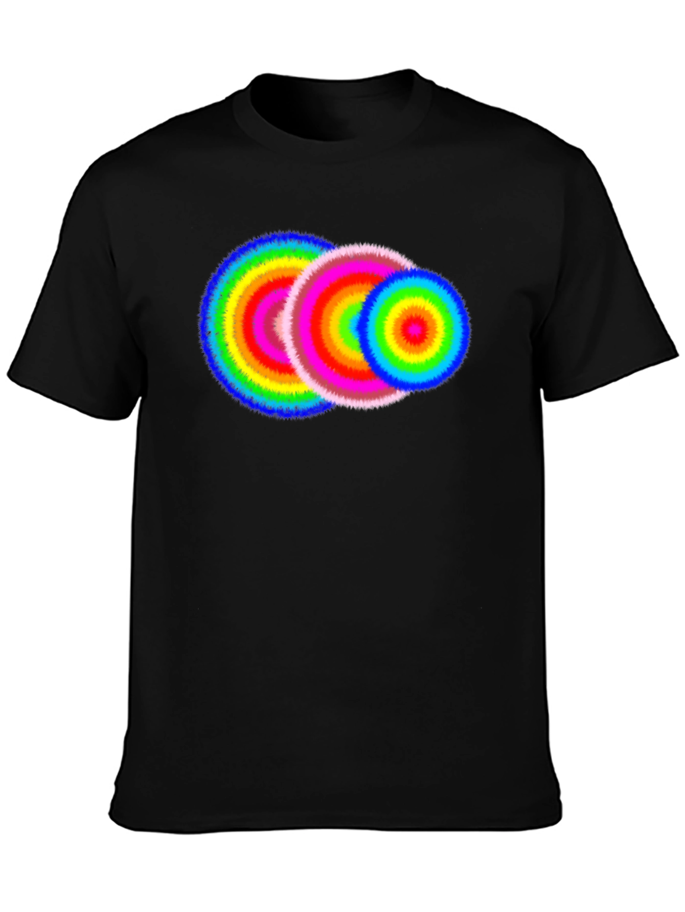 Vibrant Rings Graphic Tee - Black Cotton T-Shirt
