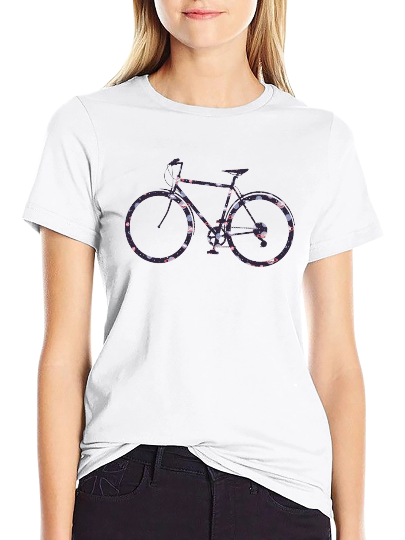 Floral Bicycle Graphic Tee - Black