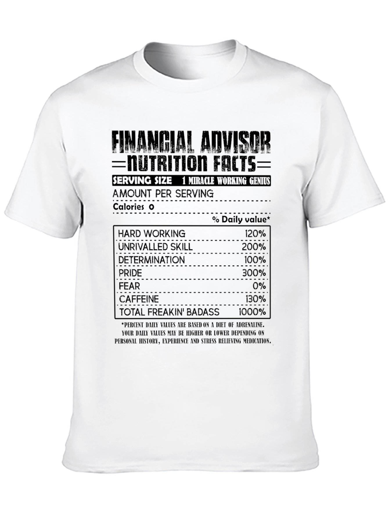 Financial Advisor Nutrition Facts Graphic Tee