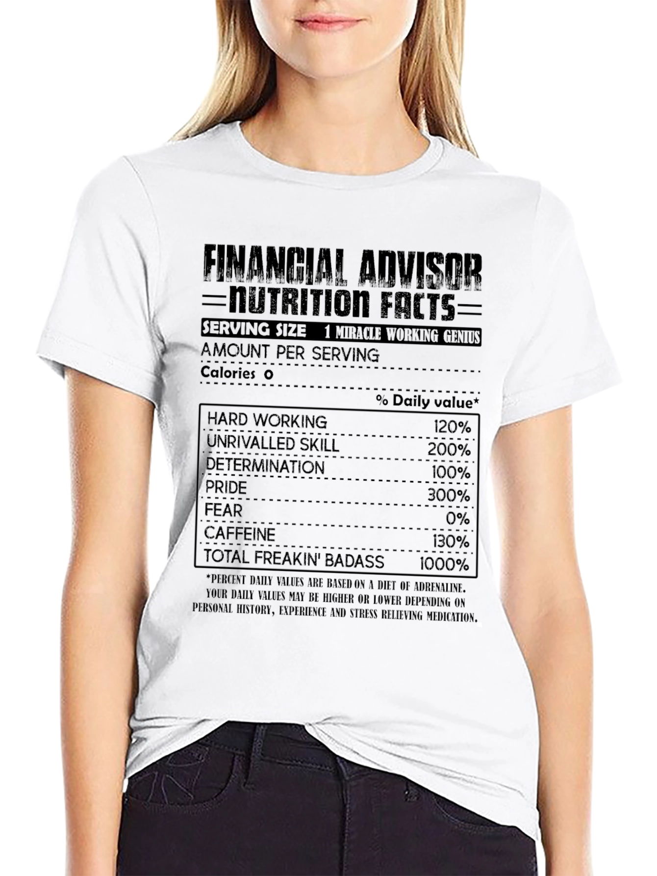 Financial Advisor Nutrition Facts Graphic Tee