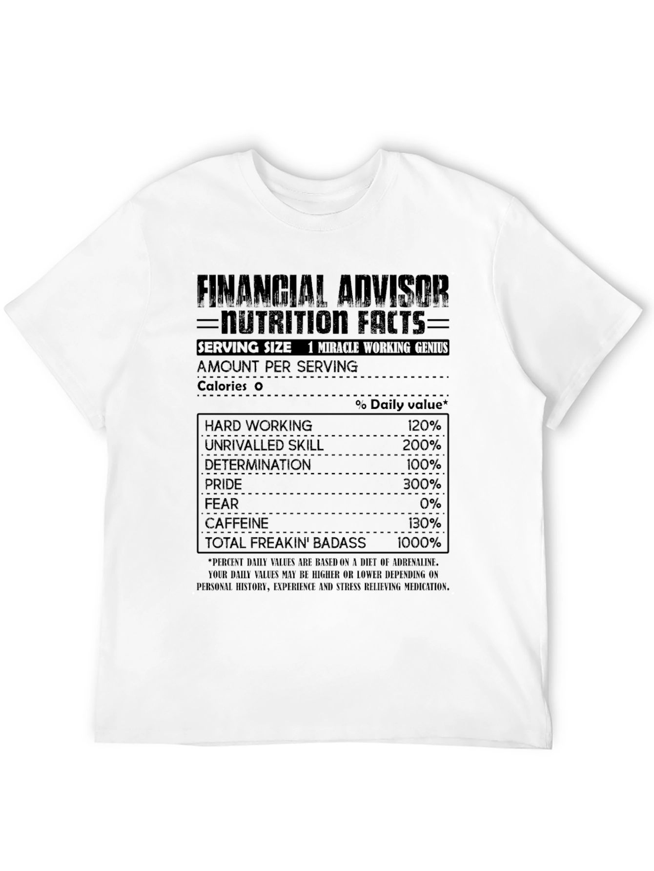 Financial Advisor Nutrition Facts Graphic Tee