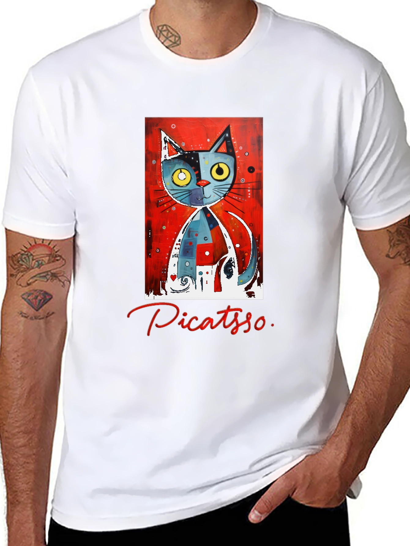 Picatso Cat Art T-Shirt - Unique Design