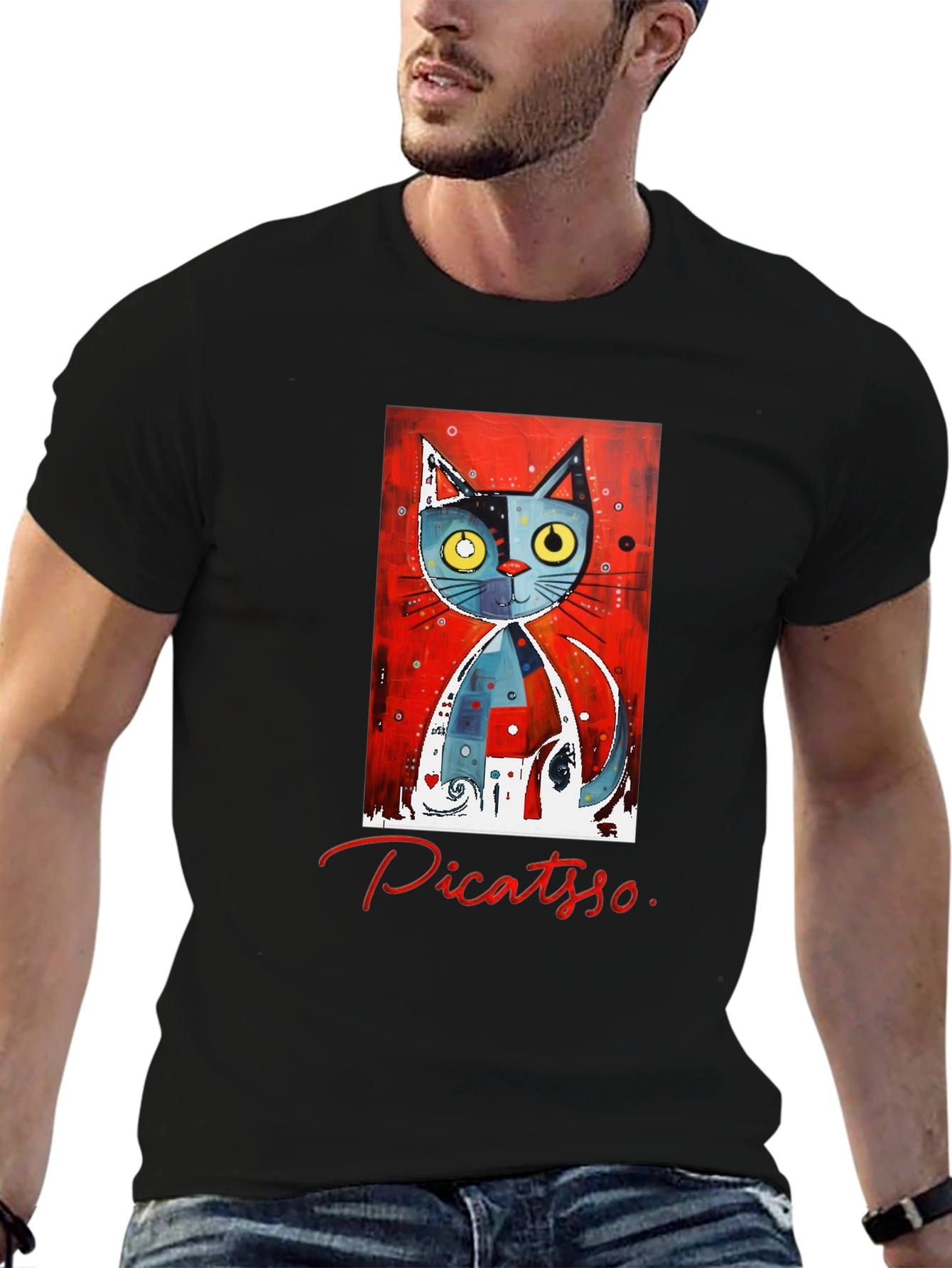 Picatso Cat Art T-Shirt - Unique Design