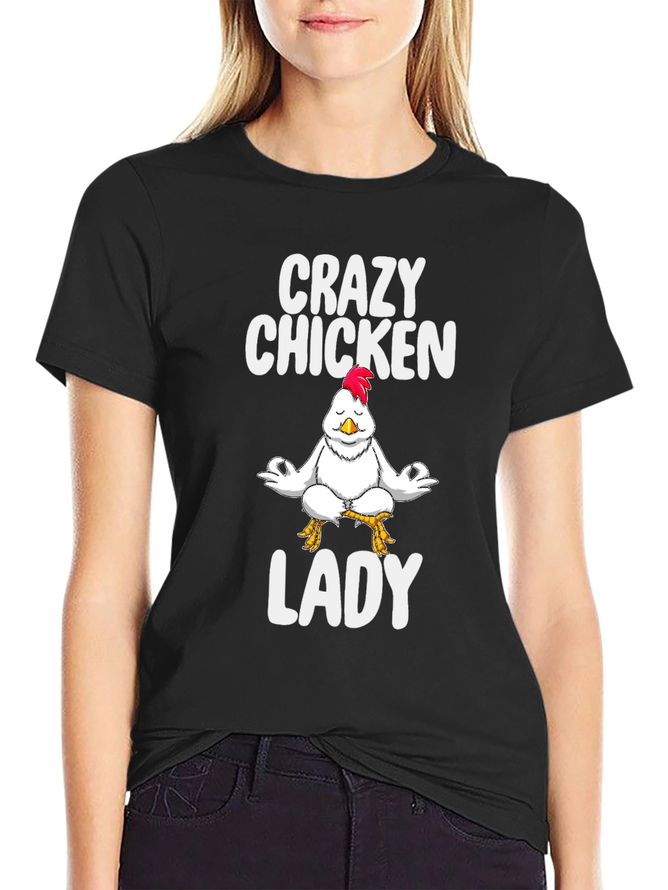 Crazy Chicken Lady Black T-Shirt