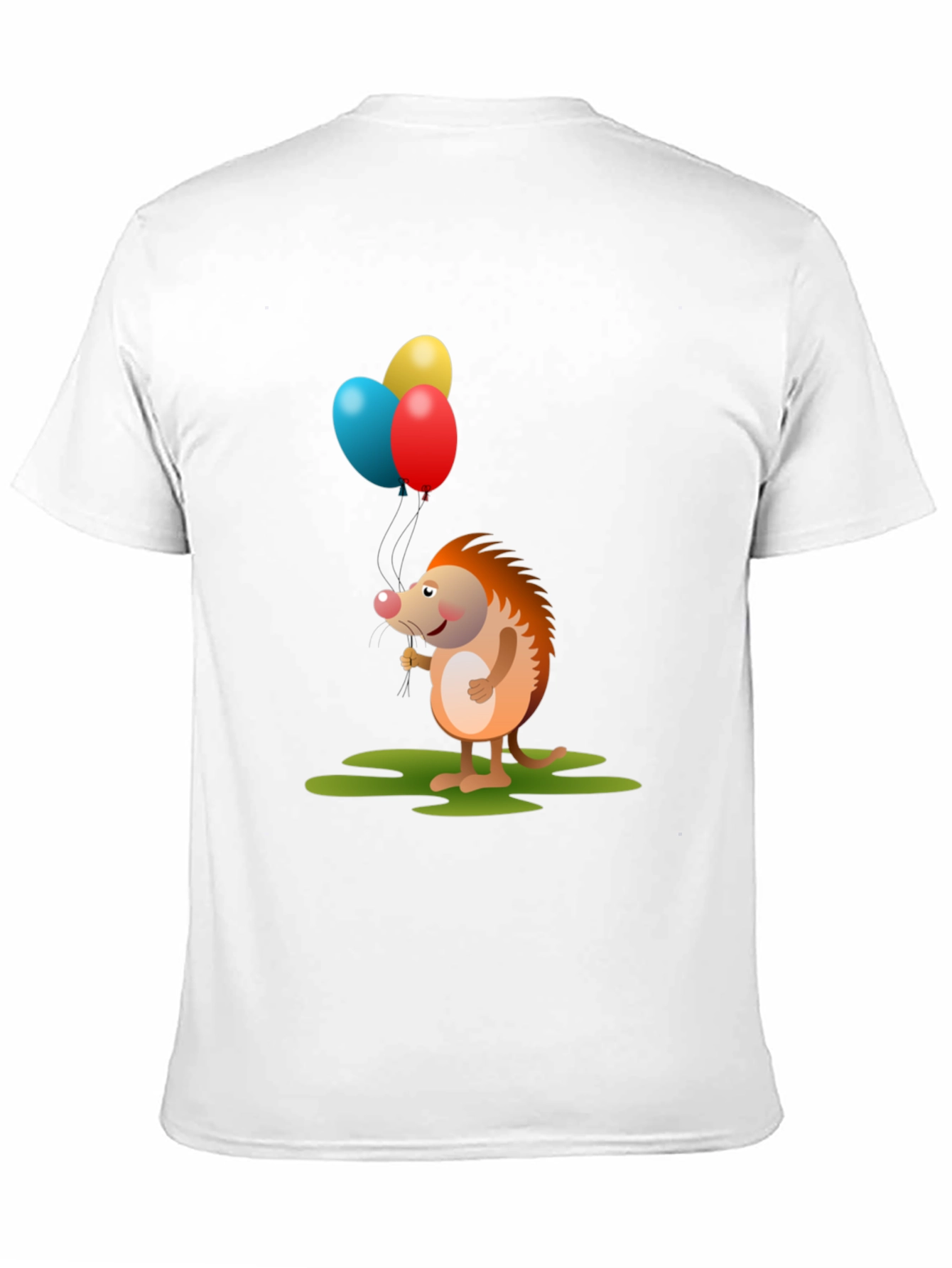 Cute Hedgehog with Balloons Graphic Tee - Black Cotton