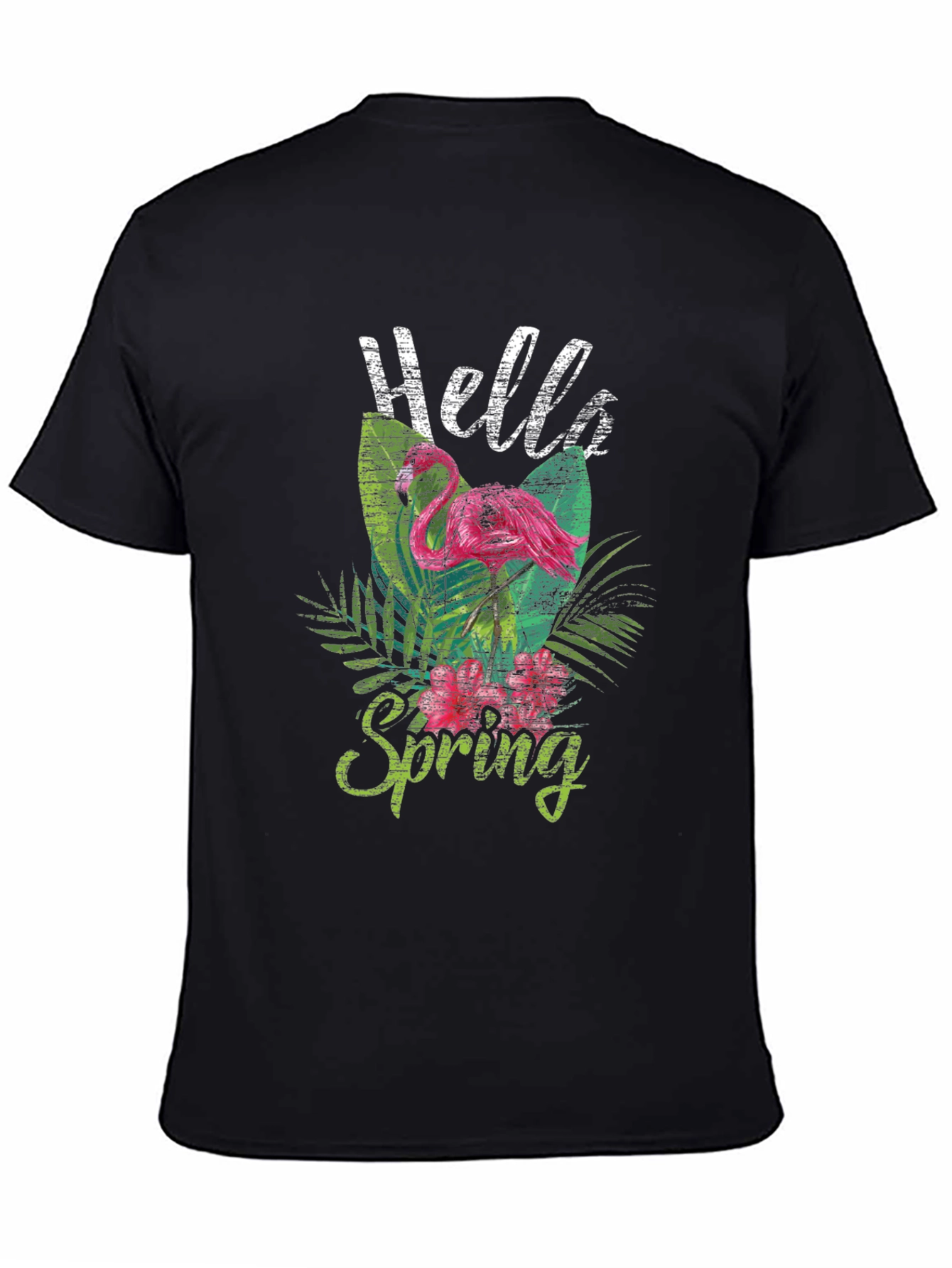 Hello Spring Flamingo Graphic Tee - Trendy Casual Top