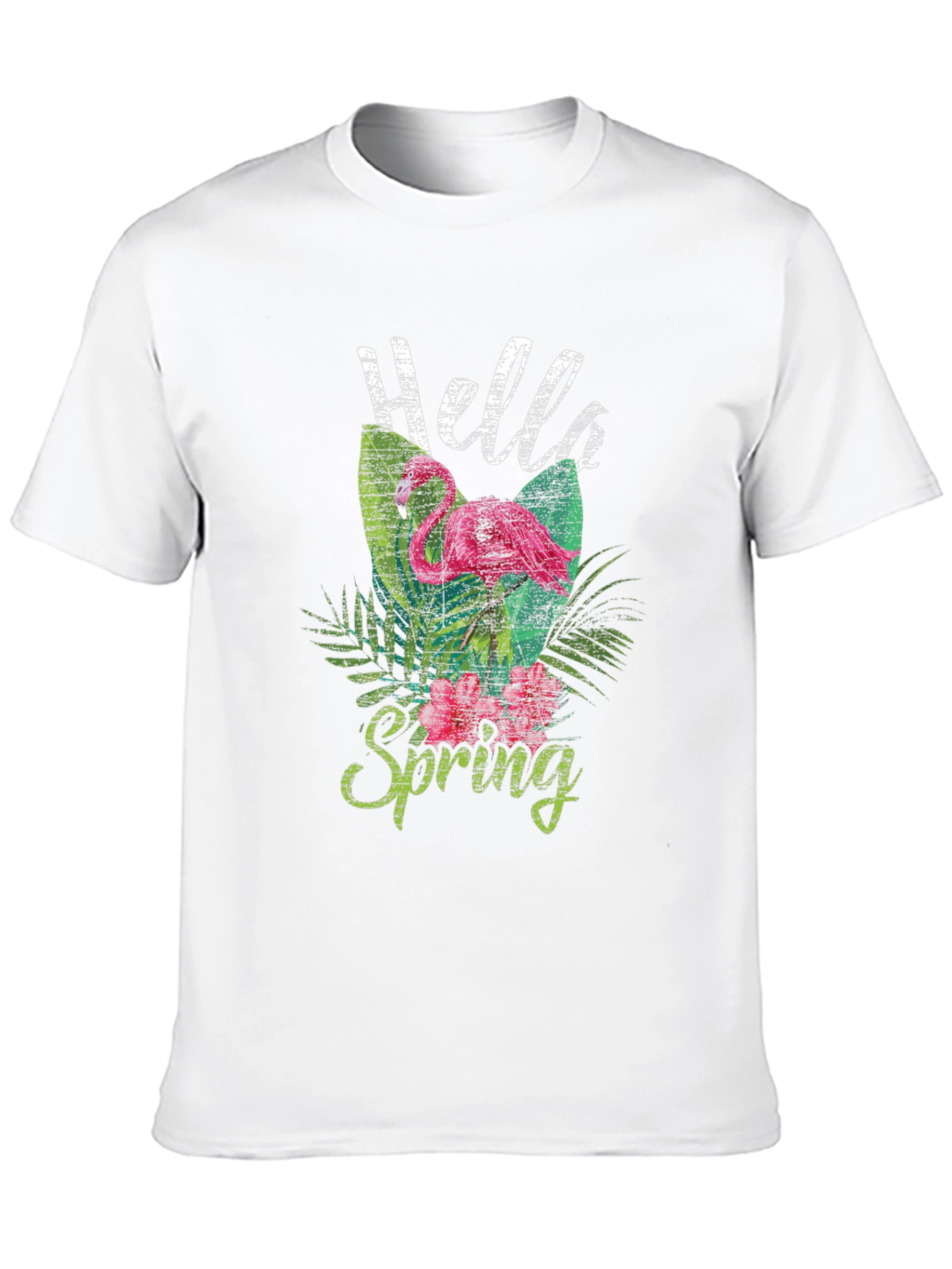 Hello Spring Flamingo Graphic Tee - Trendy Casual Top
