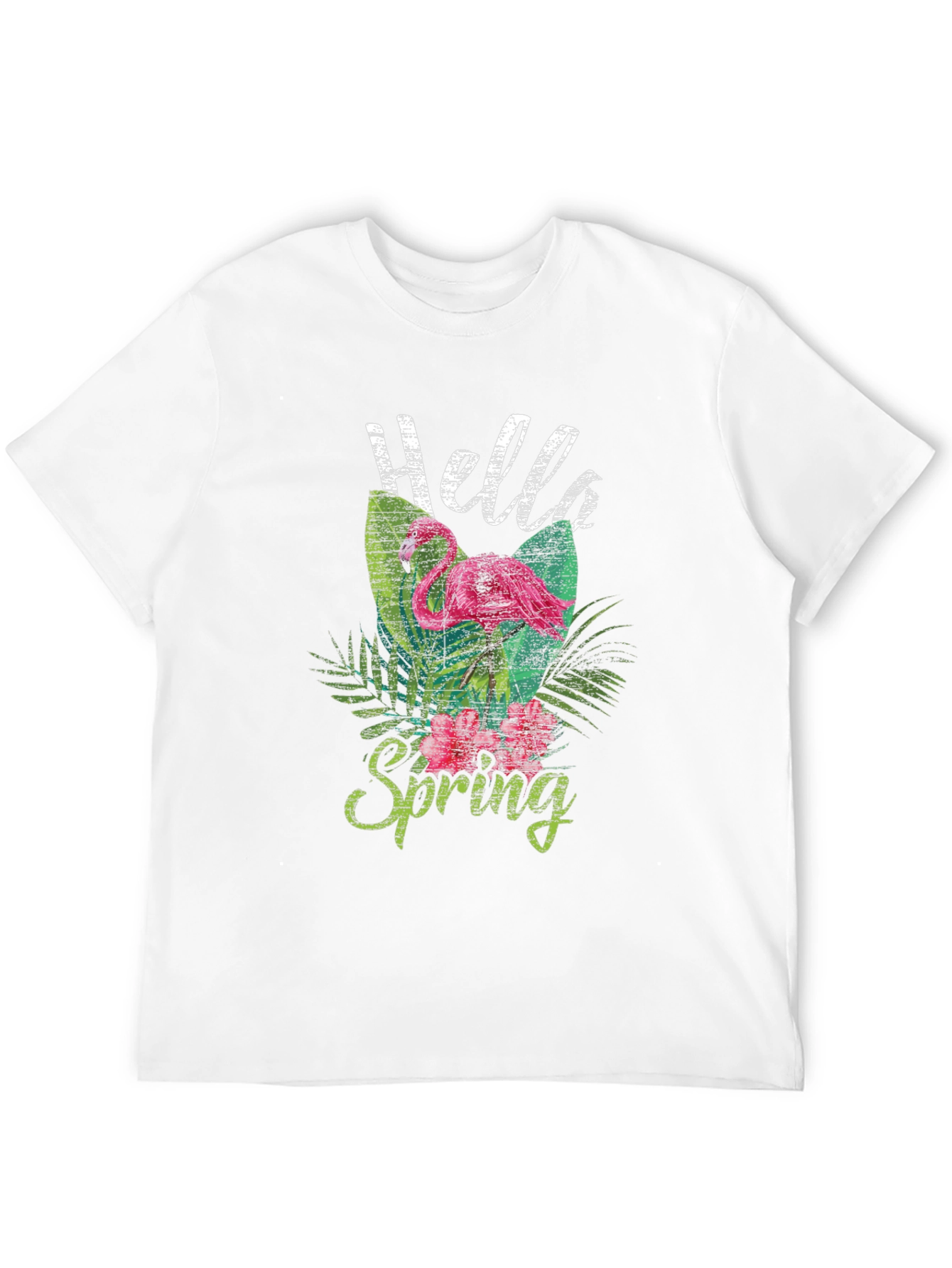 Hello Spring Flamingo Graphic Tee - Trendy Casual Top