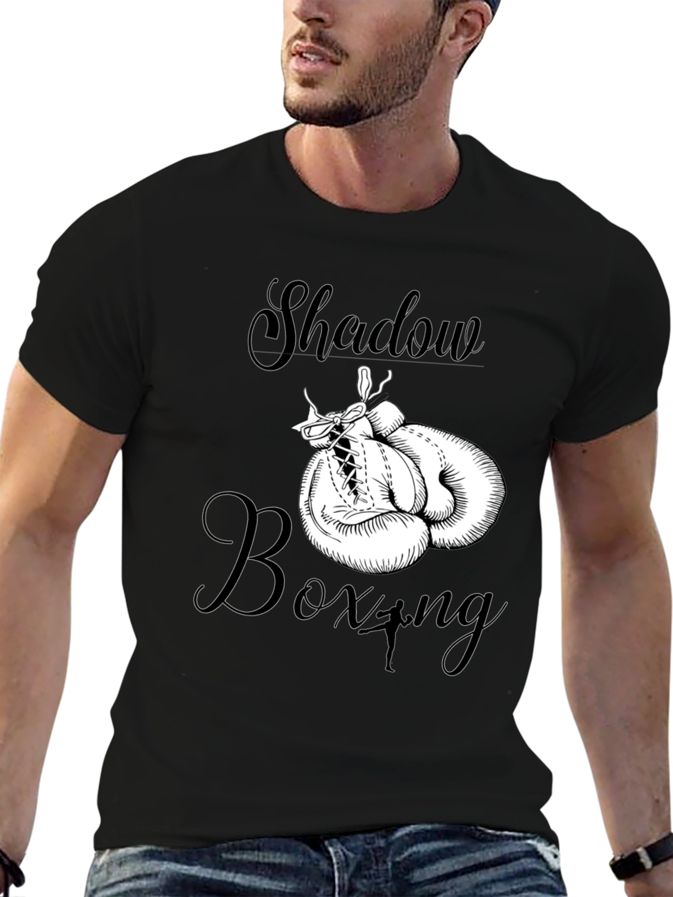 Shadow Boxing Graphic Tee - Black Cotton Comfort