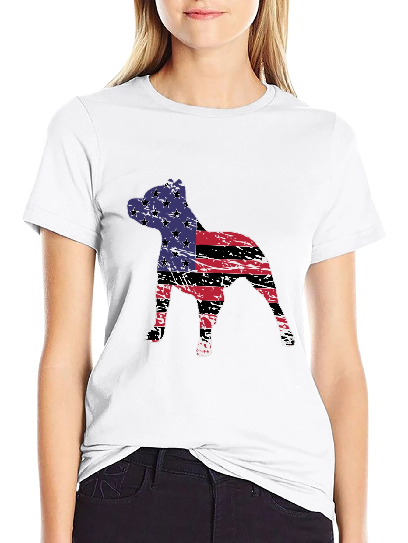 American Flag Dog Graphic Tee - Patriotic Style