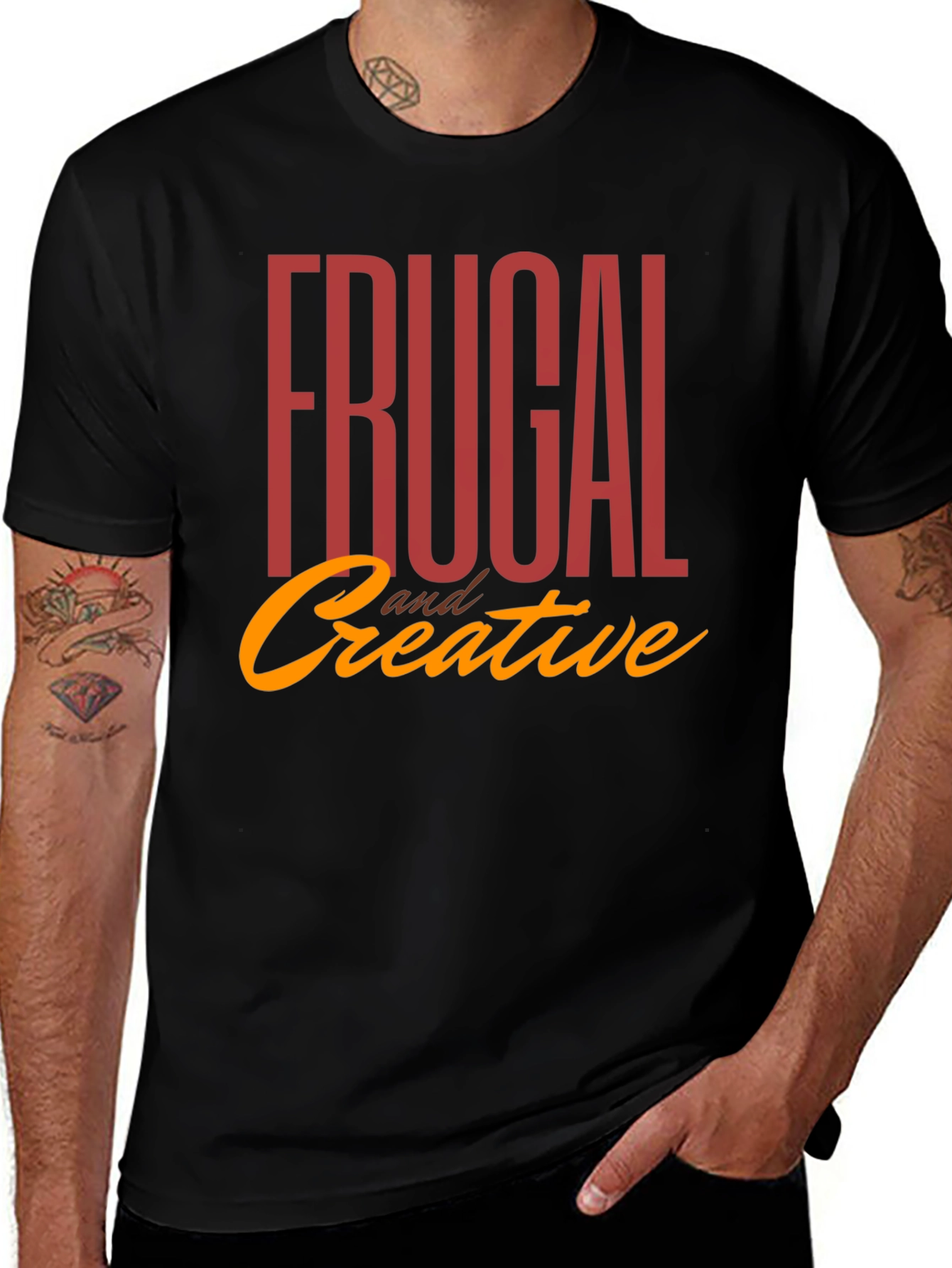 Frugal & Creative Graphic Tee - Black Cotton T-Shirt