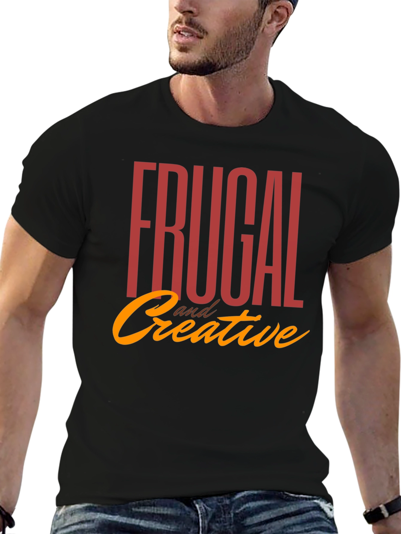 Frugal & Creative Graphic Tee - Black Cotton T-Shirt