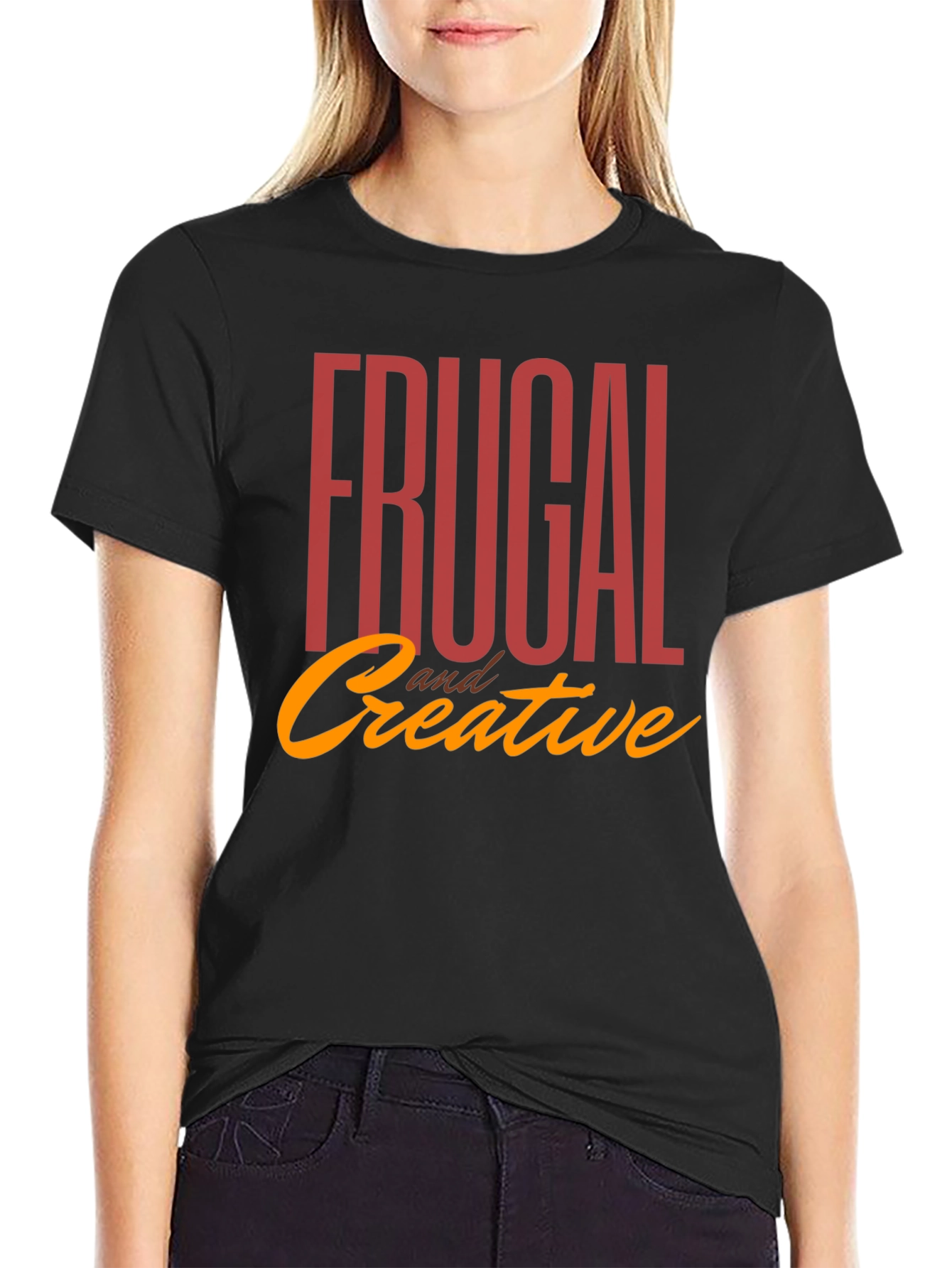 Frugal & Creative Graphic Tee - Black Cotton T-Shirt
