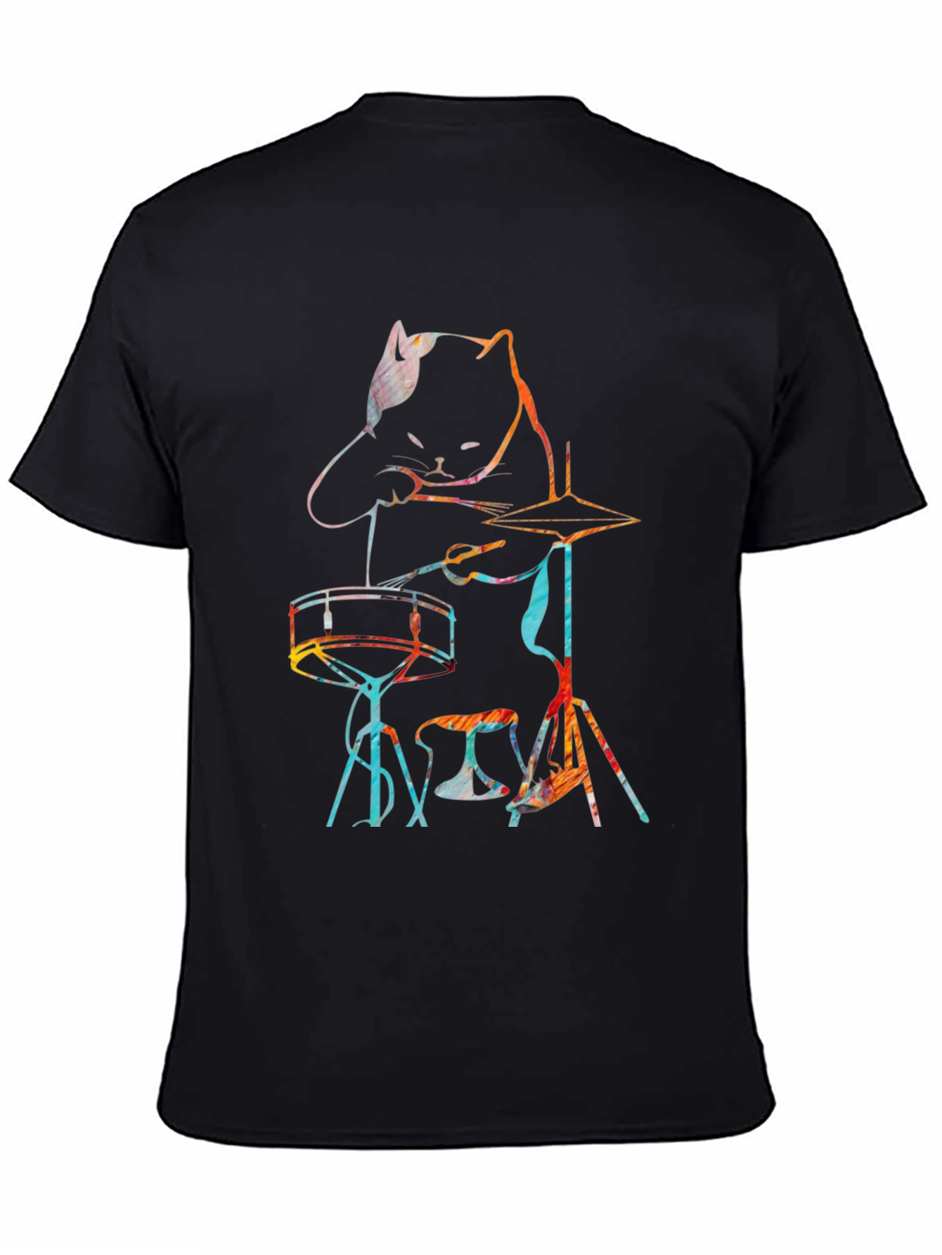 Cat Drummer T-Shirt - Music Lover Tee