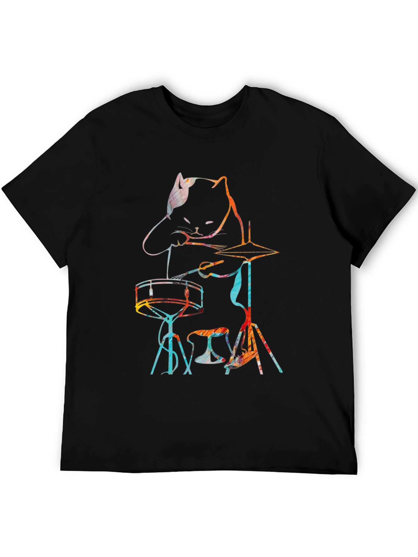 Cat Drummer T-Shirt - Music Lover Tee