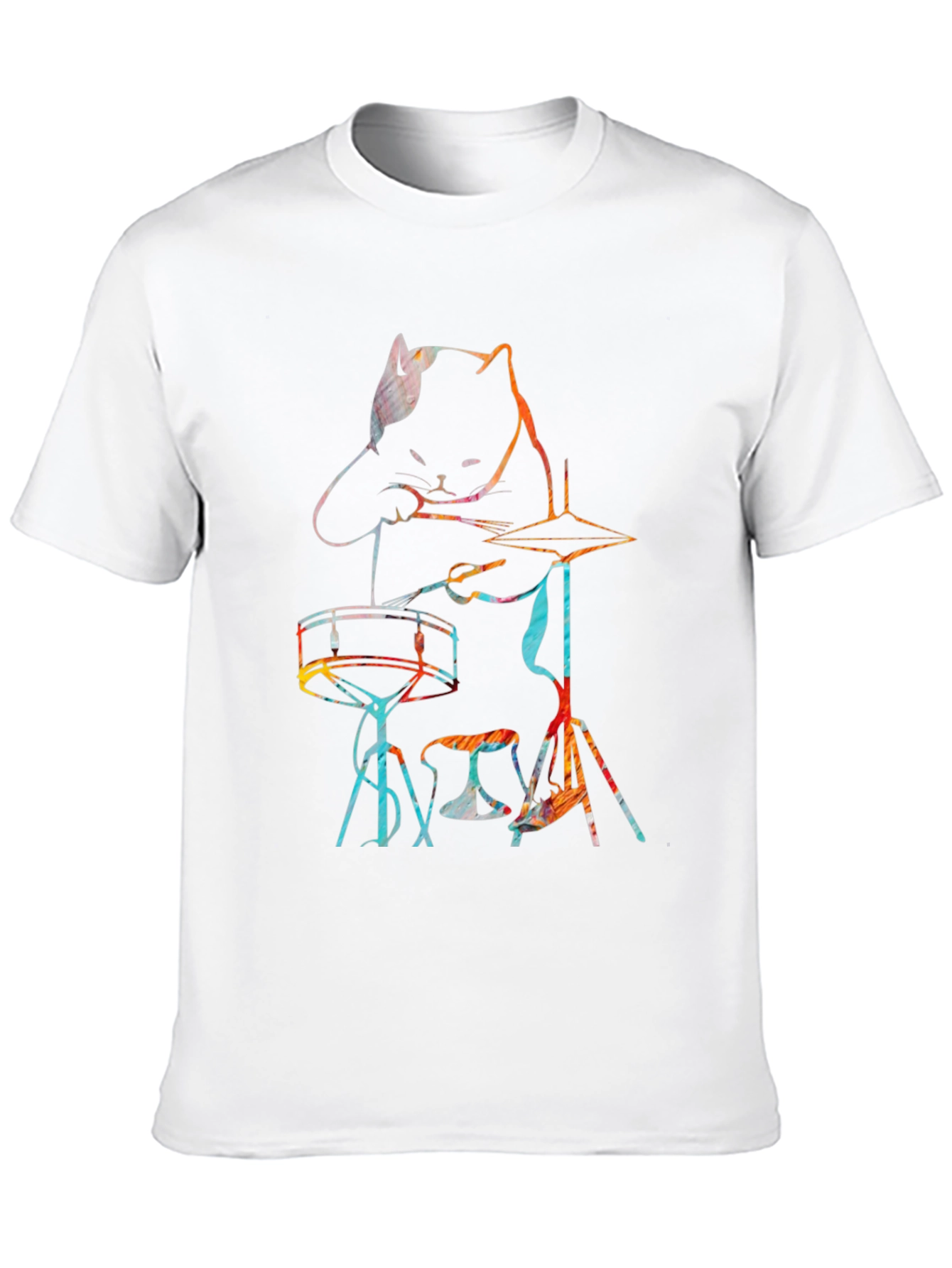 Cat Drummer T-Shirt - Music Lover Tee