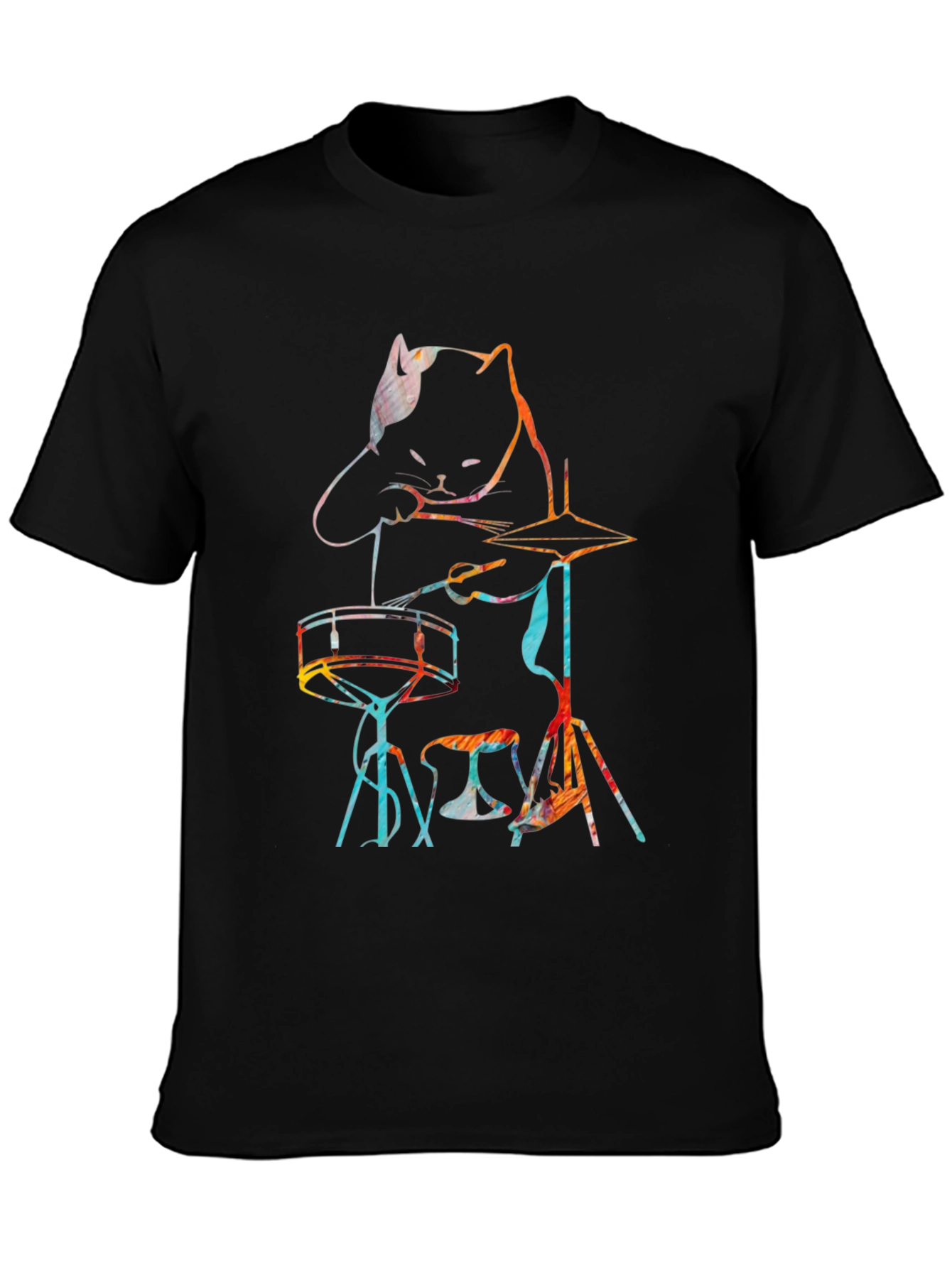 Cat Drummer T-Shirt - Music Lover Tee