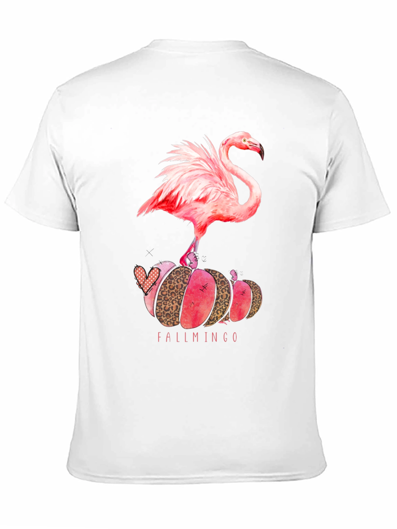 Fallmingo T-Shirt: Pink Flamingo Pumpkin Design