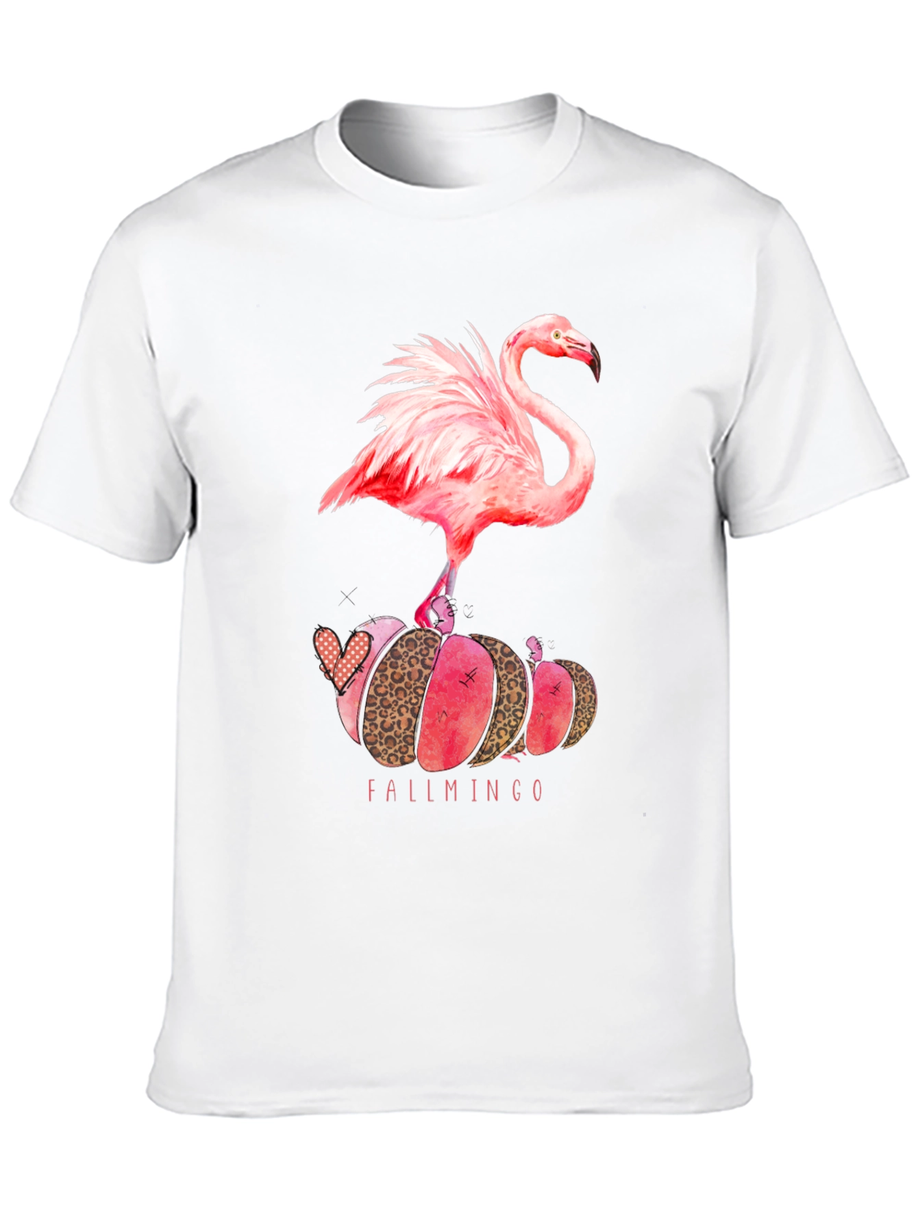 Fallmingo T-Shirt: Pink Flamingo Pumpkin Design