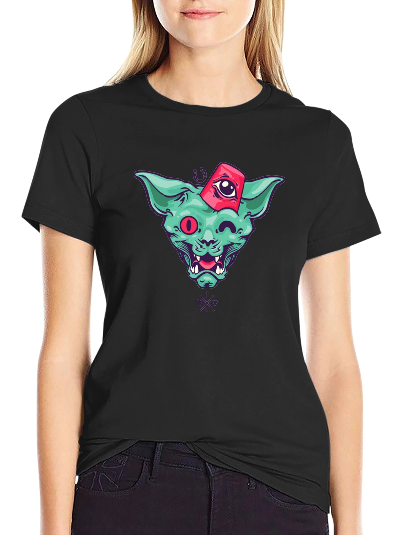 Mystic Cat Graphic T-Shirt - Black Cotton Tee