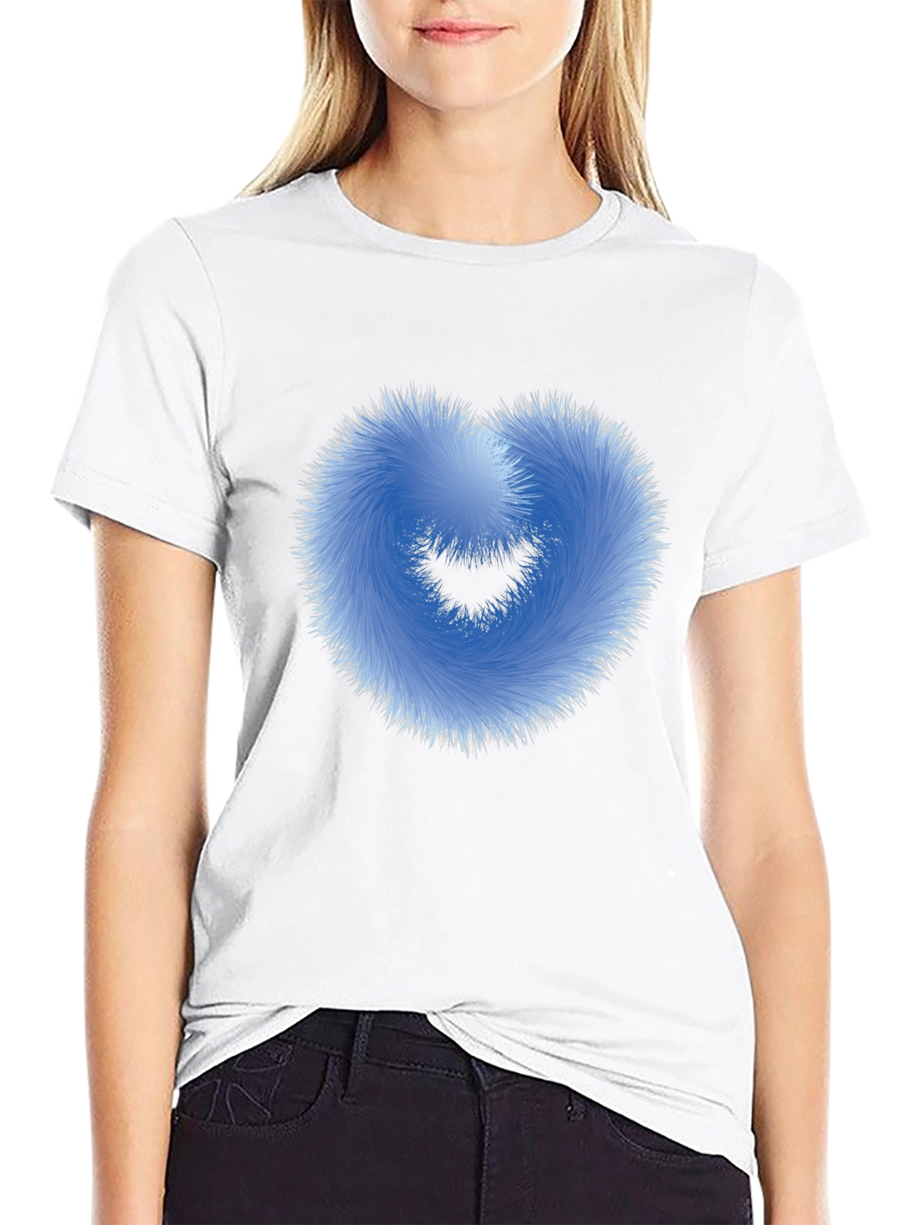 Fuzzy Heart Graphic Black T-Shirt