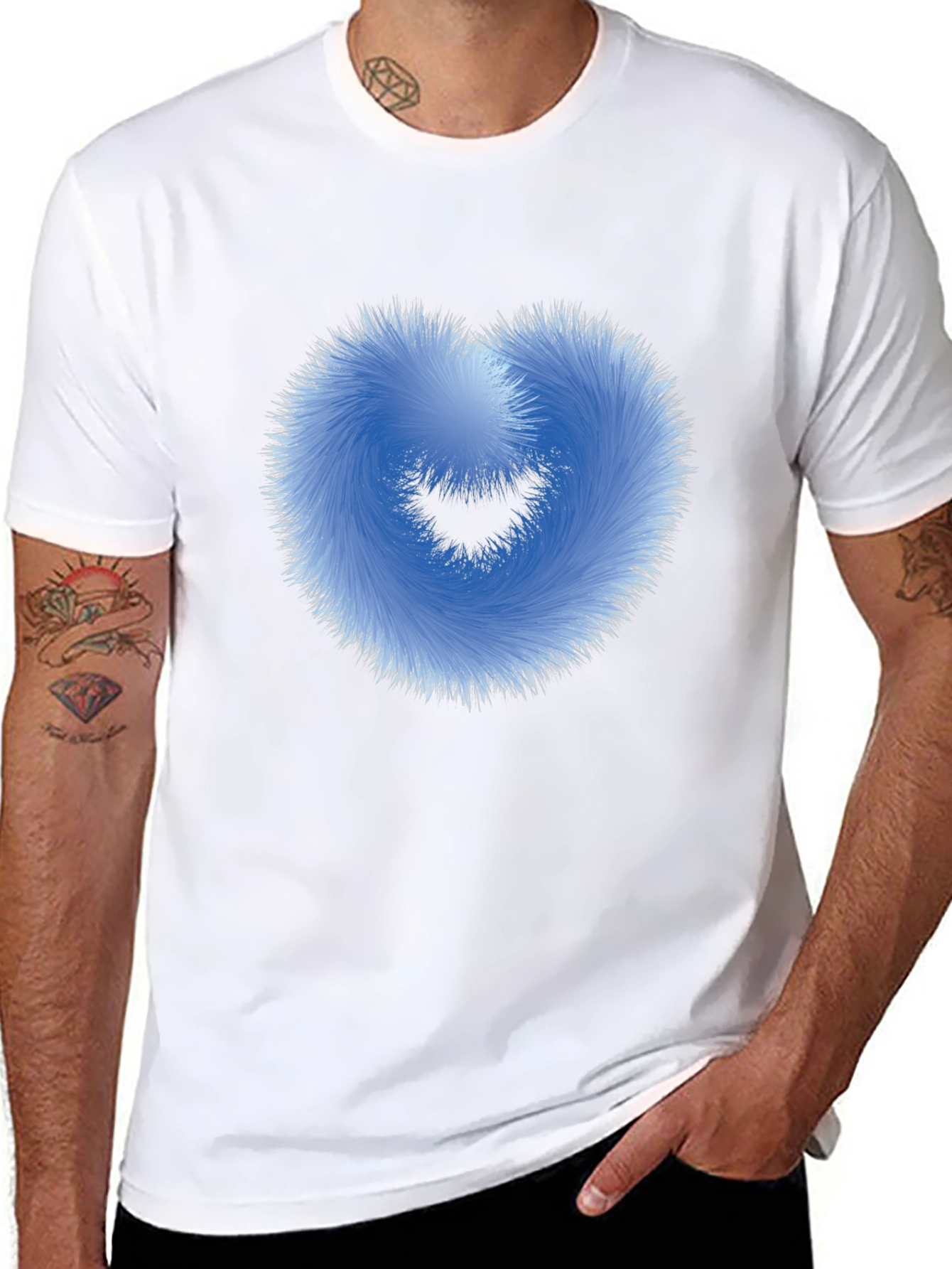 Fuzzy Heart Graphic Black T-Shirt