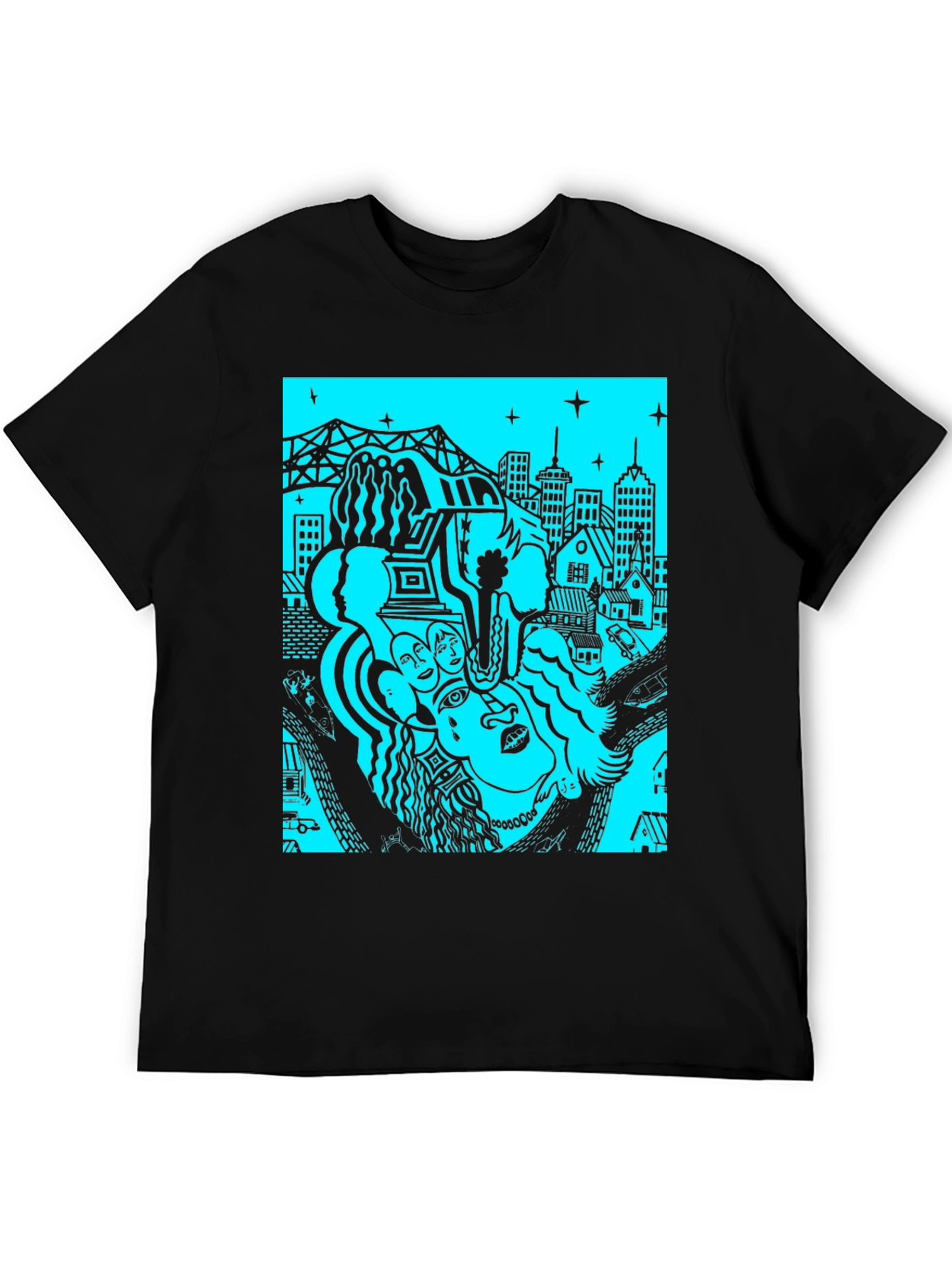 Unique Graphic Print Black T-Shirt