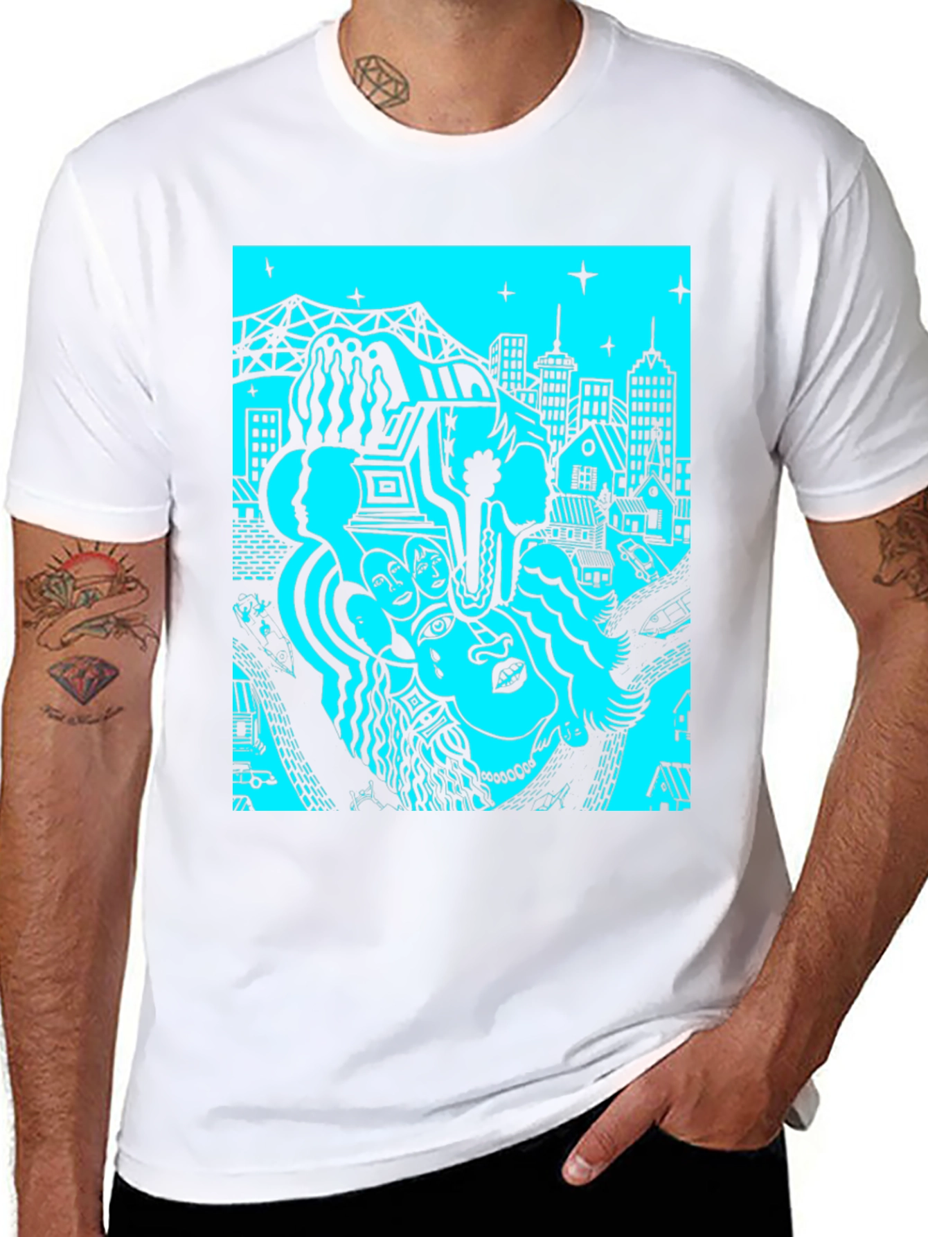 Unique Graphic Print Black T-Shirt
