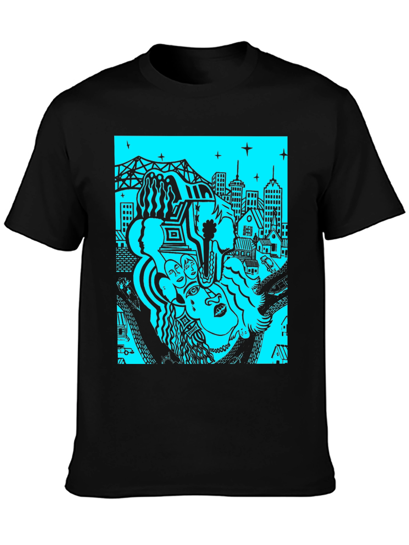 Unique Graphic Print Black T-Shirt