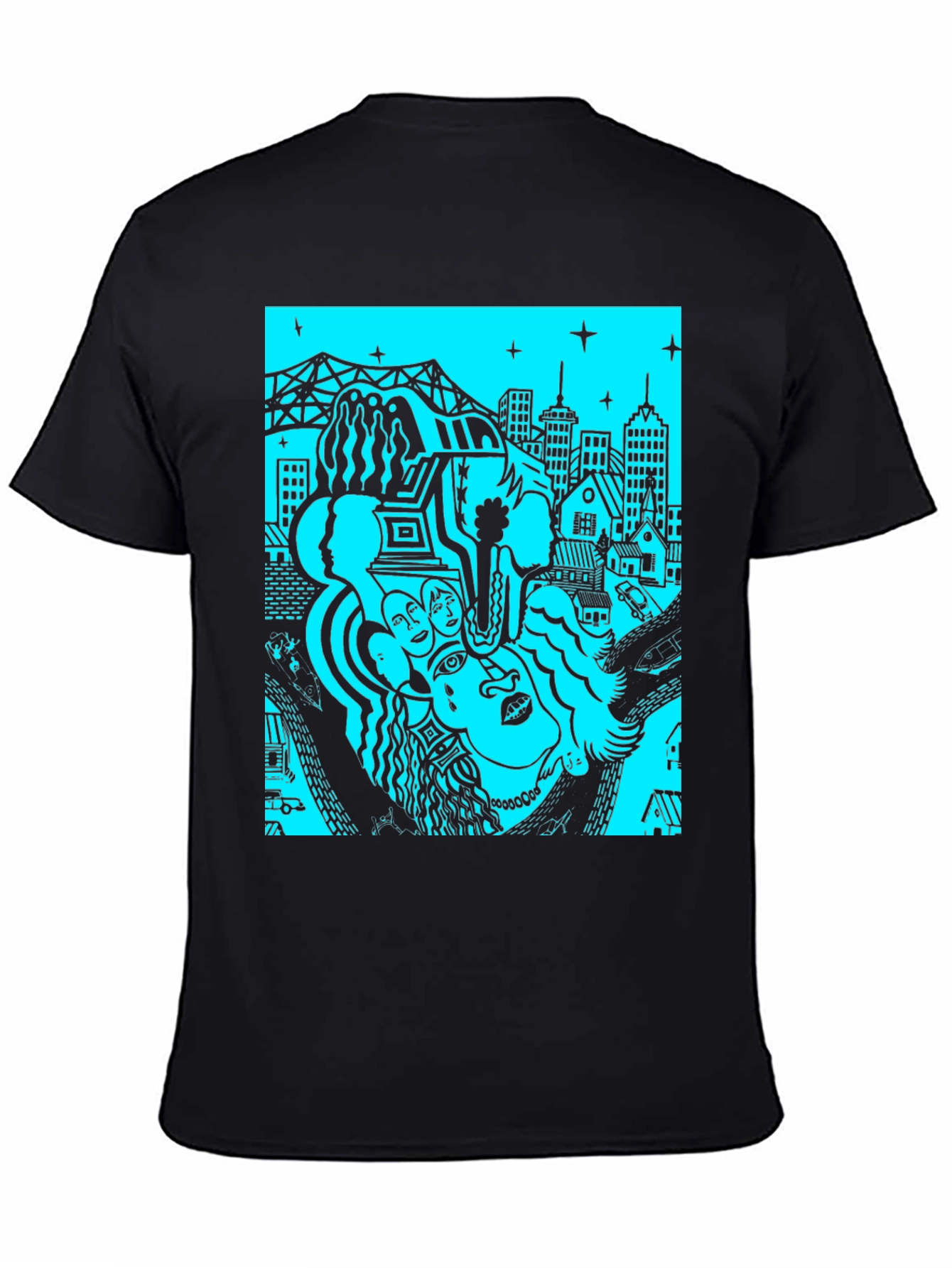 Unique Graphic Print Black T-Shirt