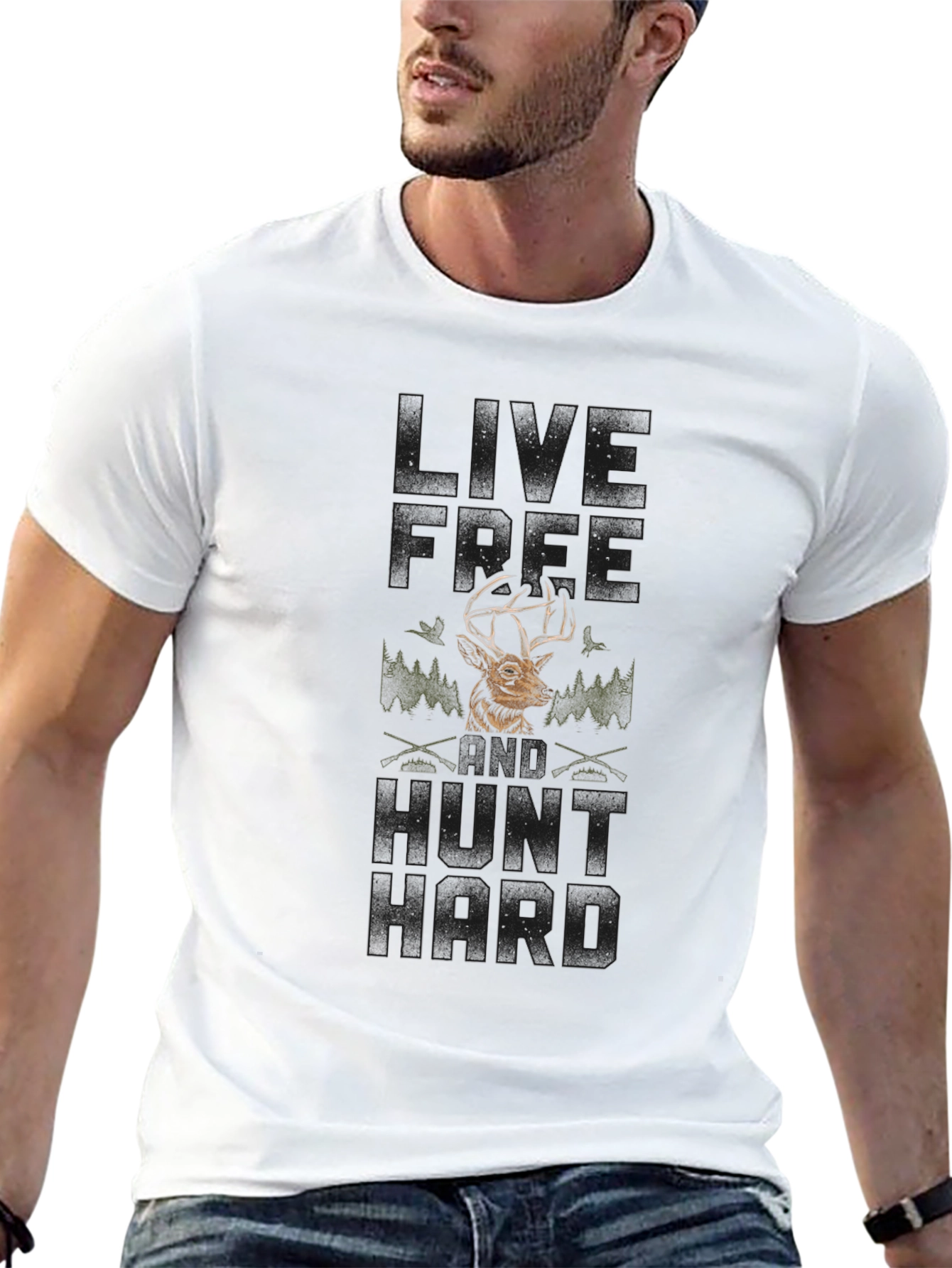 Live Free Hunt Hard Deer Graphic Tee