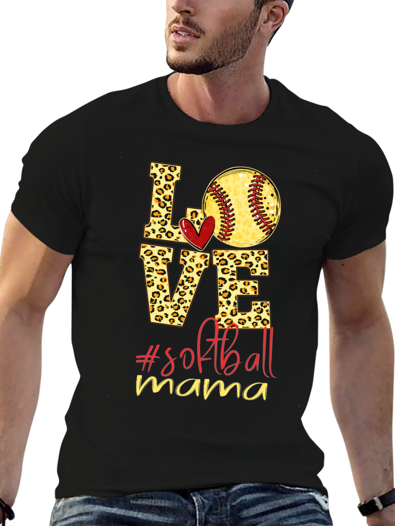 Softball Mama Leopard Print T-Shirt