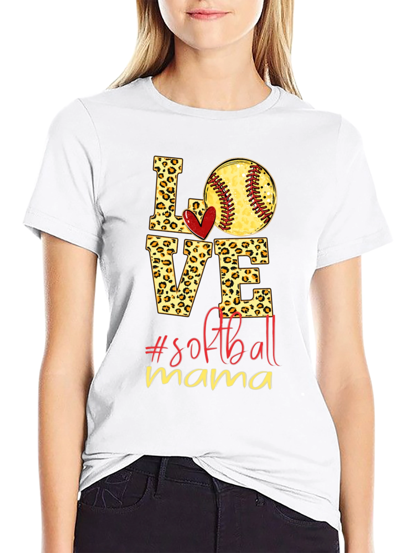 Softball Mama Leopard Print T-Shirt