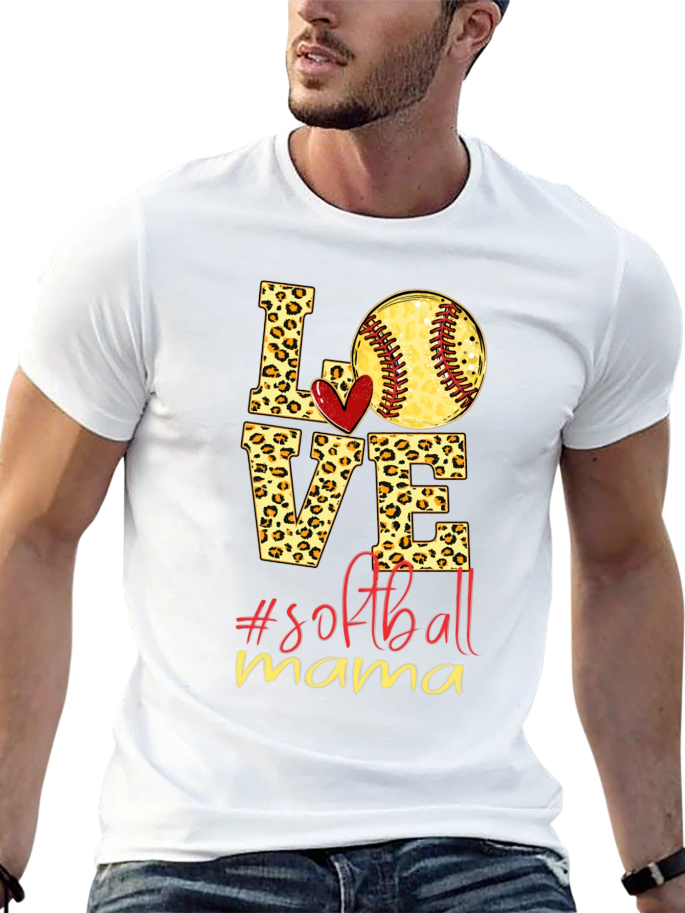 Softball Mama Leopard Print T-Shirt