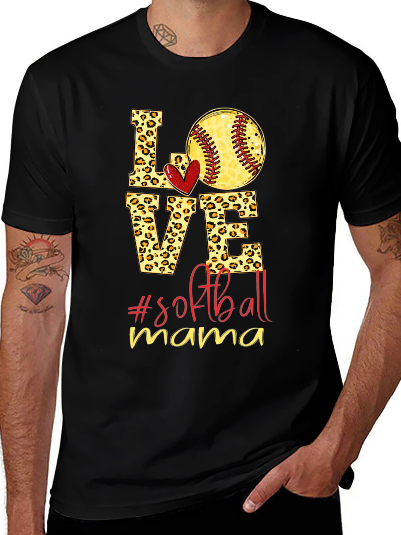 Softball Mama Leopard Print T-Shirt