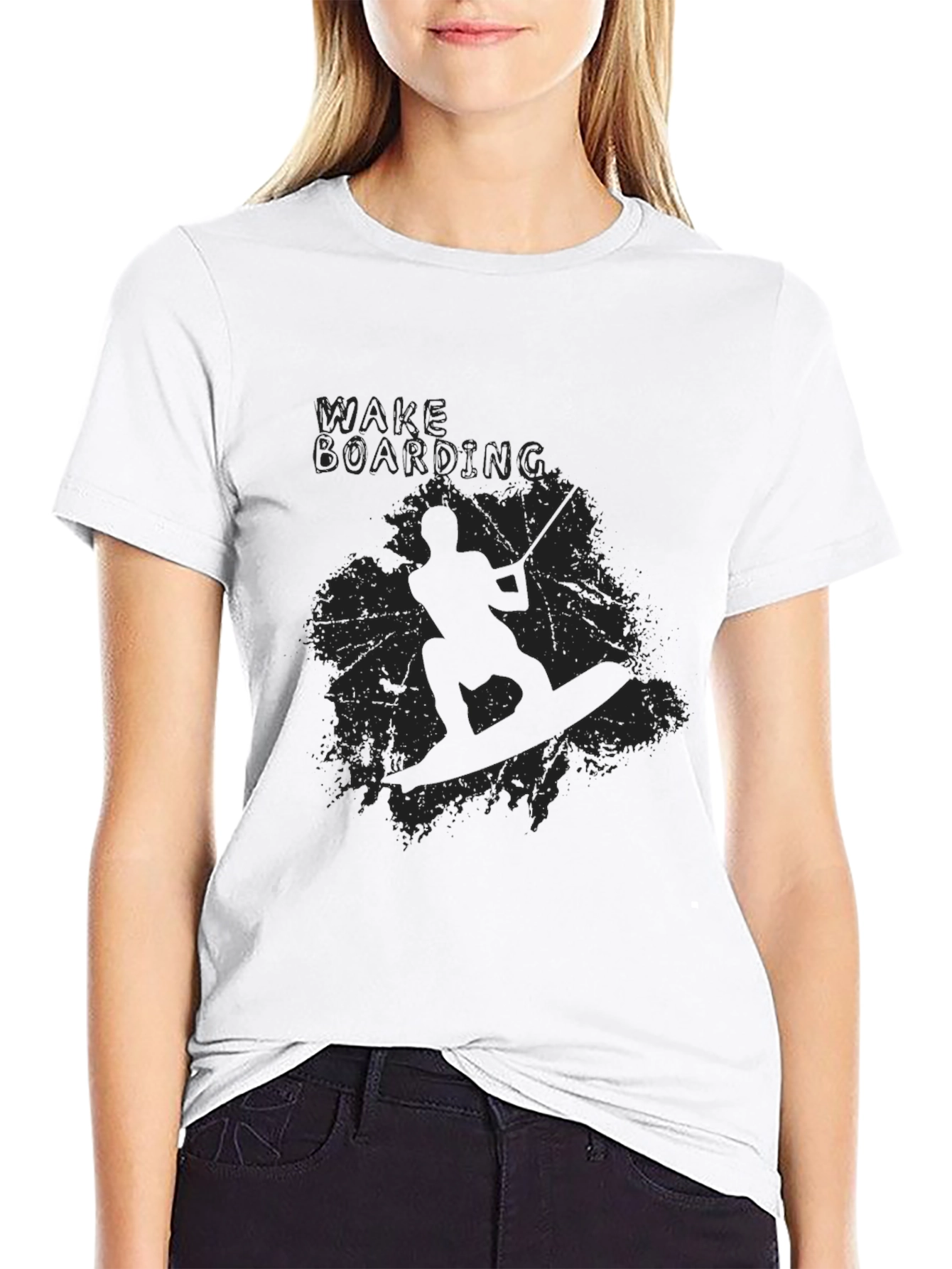 Wakeboarding Graphic Tee - Black Cotton T-Shirt