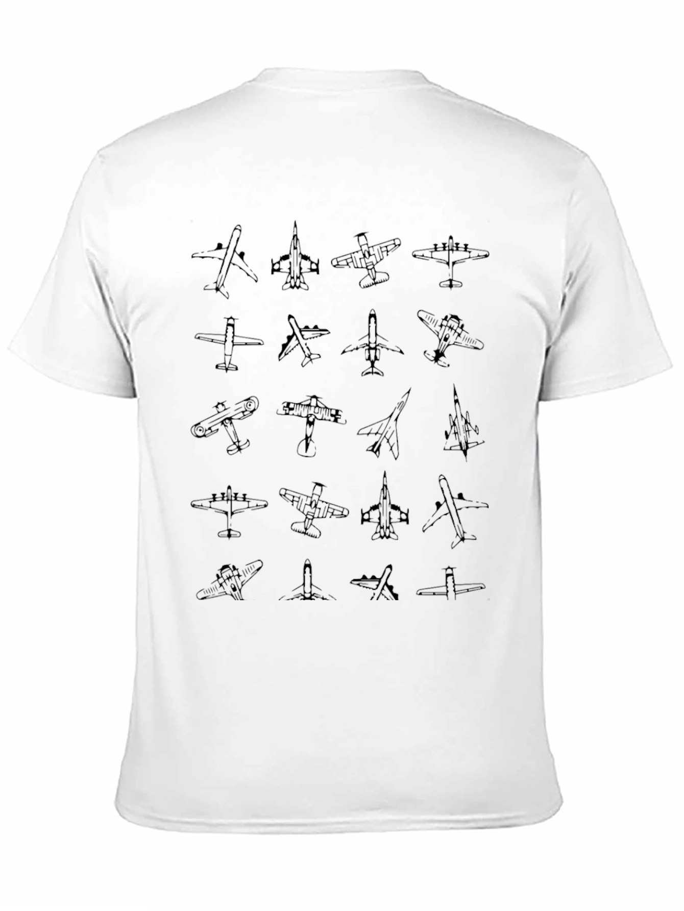 Airplane Sketch T-Shirt - Black Cotton Tee